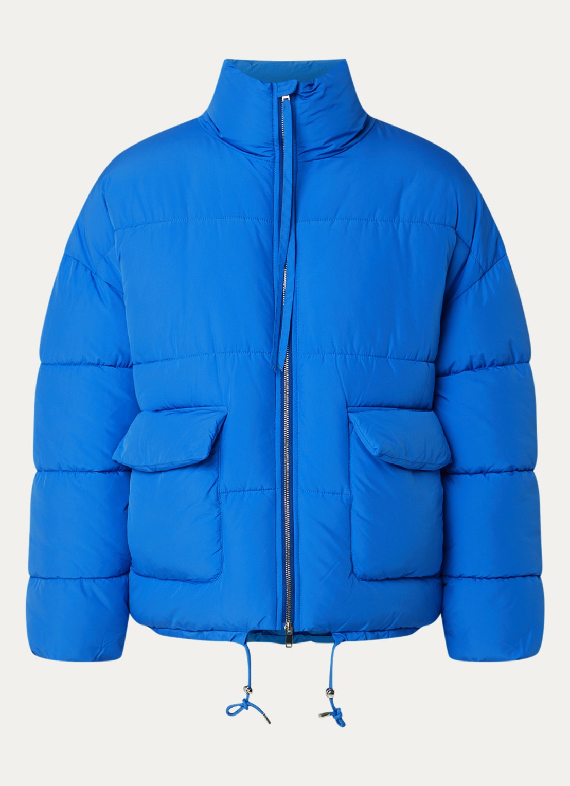 Hopeium Puffer jack met opstaande kraag - voorkant 2 kobaltblauw