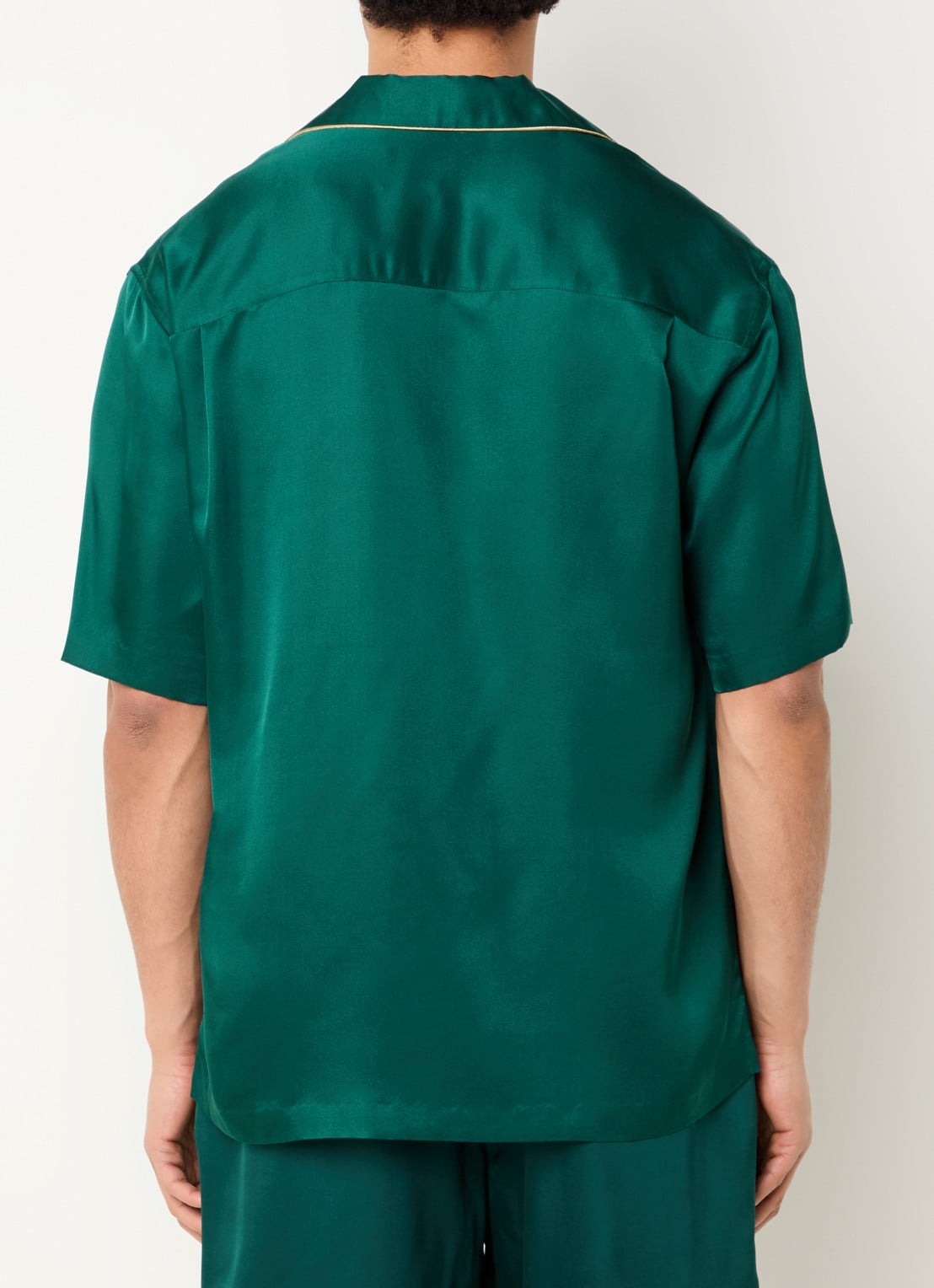 Hopeium Regular fit overhemd van zijde met logo - achterkant 3 donkergroen
