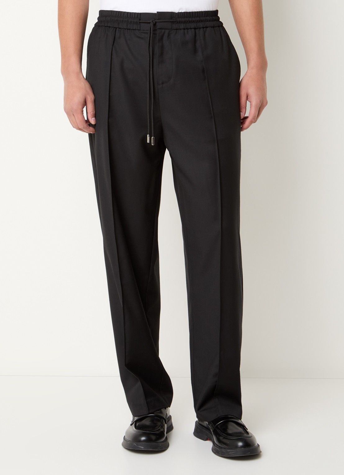 Hopeium Straight fit pantalon in wolblend met steekzakken en trekkkoord - detail 3 zwart