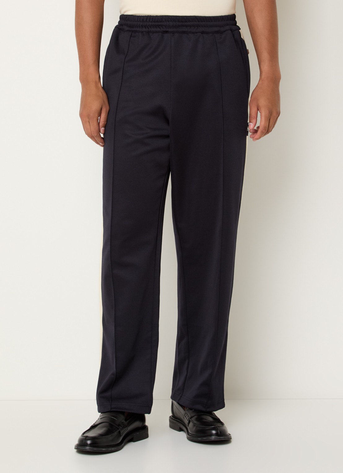 Hopeium Straight fit trackpants met ritszakken en logo - detail 3 zwart