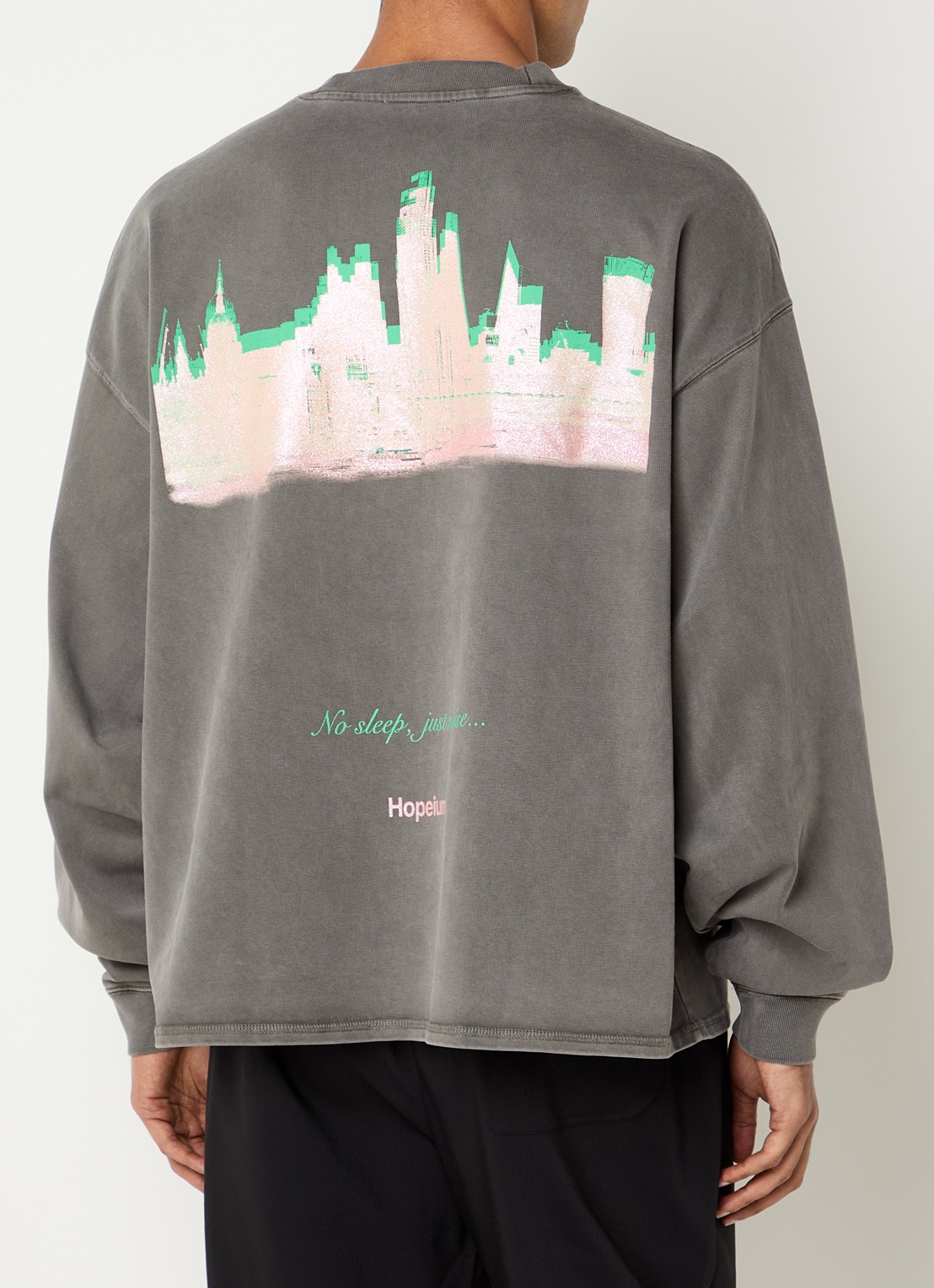 Hopeium Sweater met backprint - detail 3 grijs