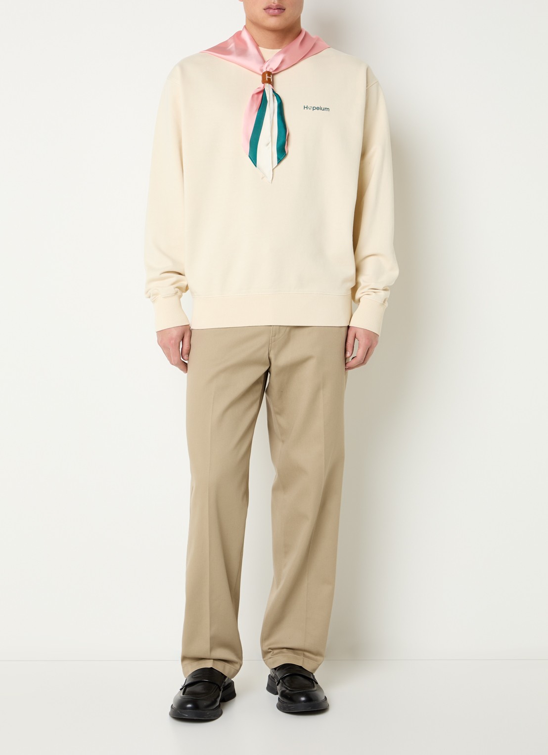 Hopeium Sweater met logo- en backprint - voorkant 4 creme