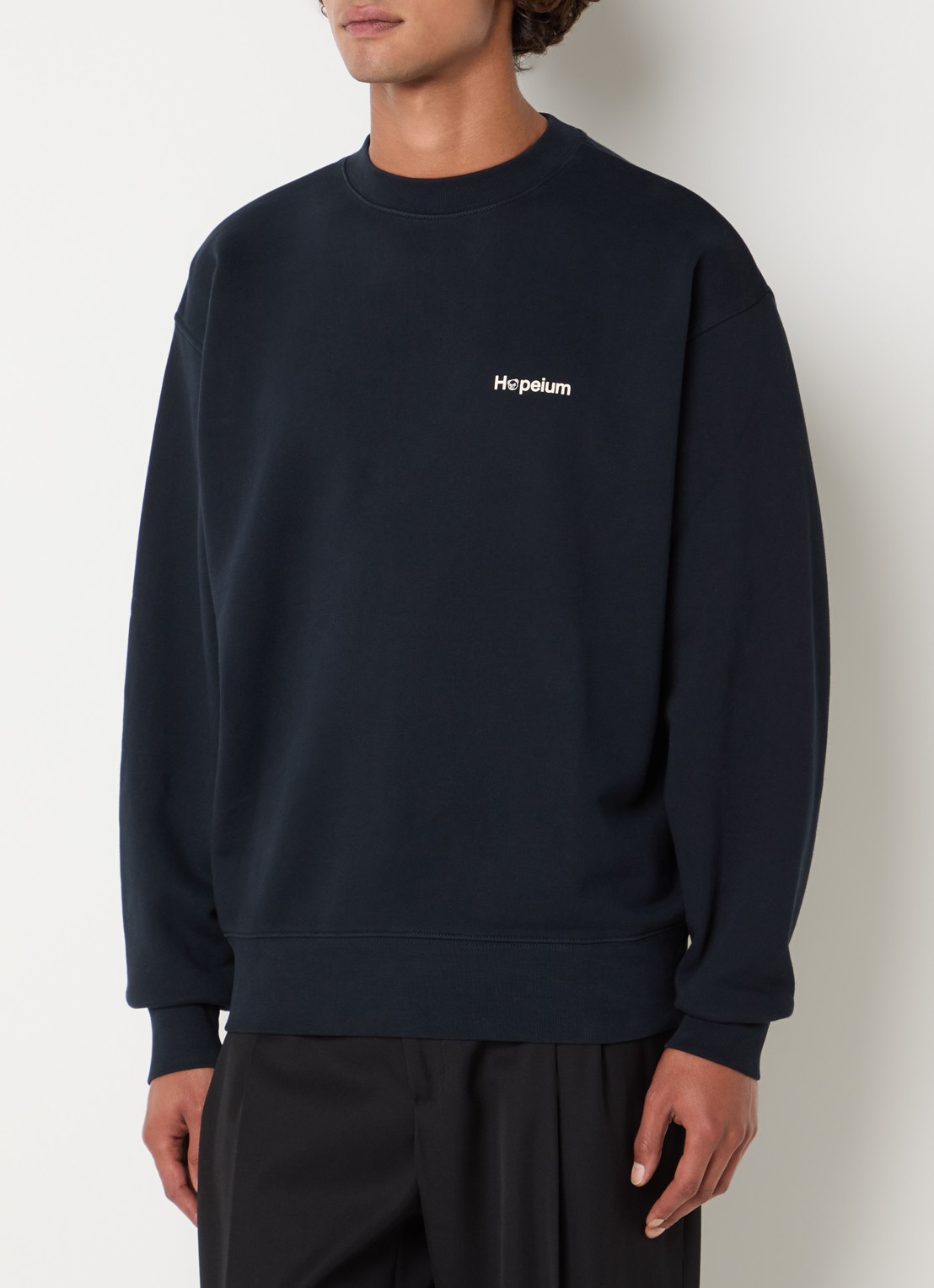 Hopeium Sweater met logo- en backprint - achterkant 4 donkerblauw