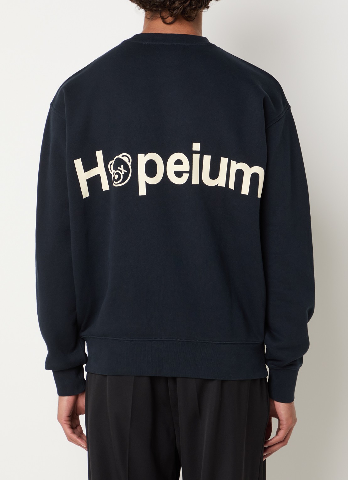 Hopeium Sweater met logo- en backprint - detail 3 donkerblauw
