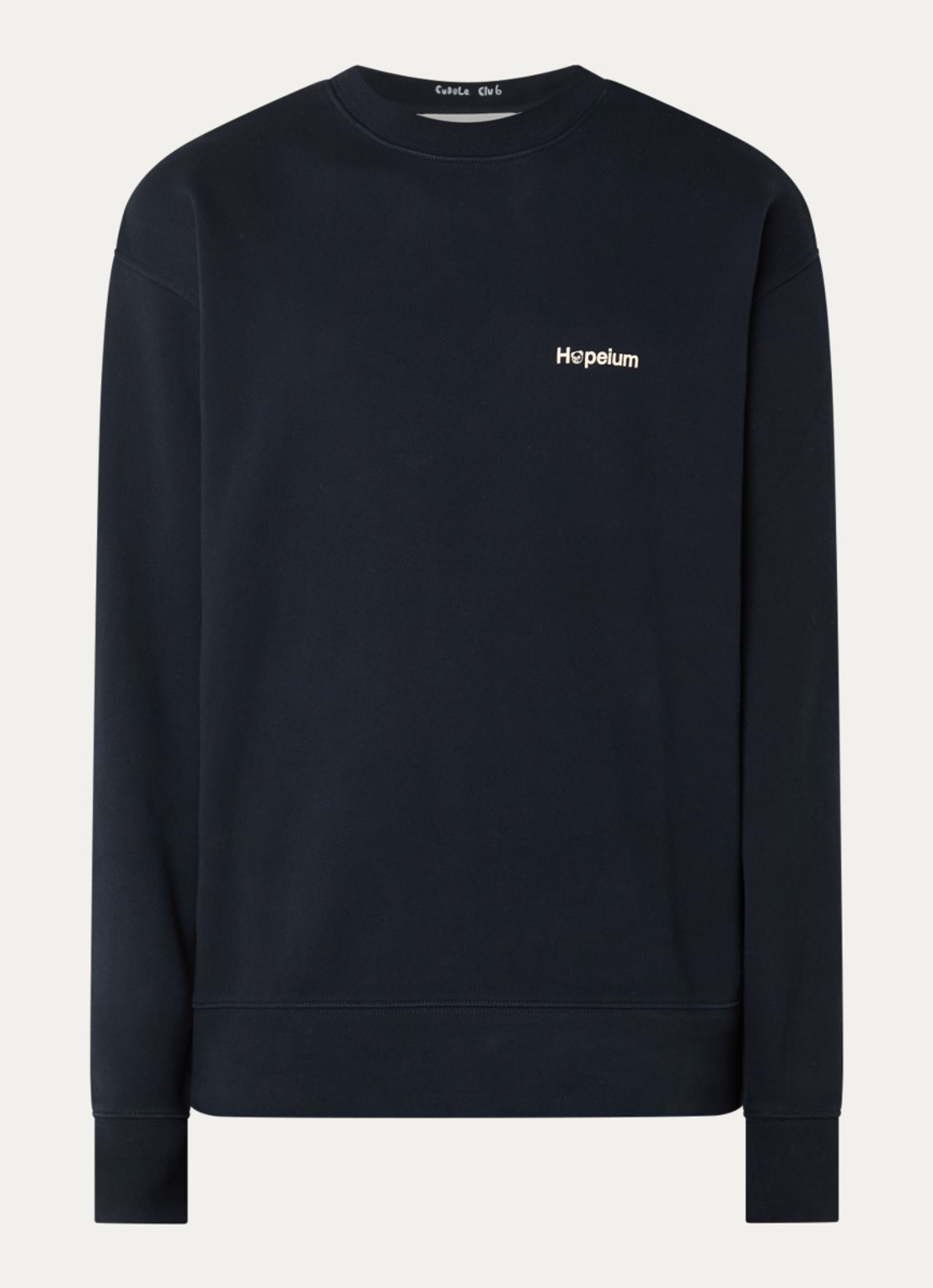 Hopeium Sweater met logo- en backprint - voorkant donkerblauw
