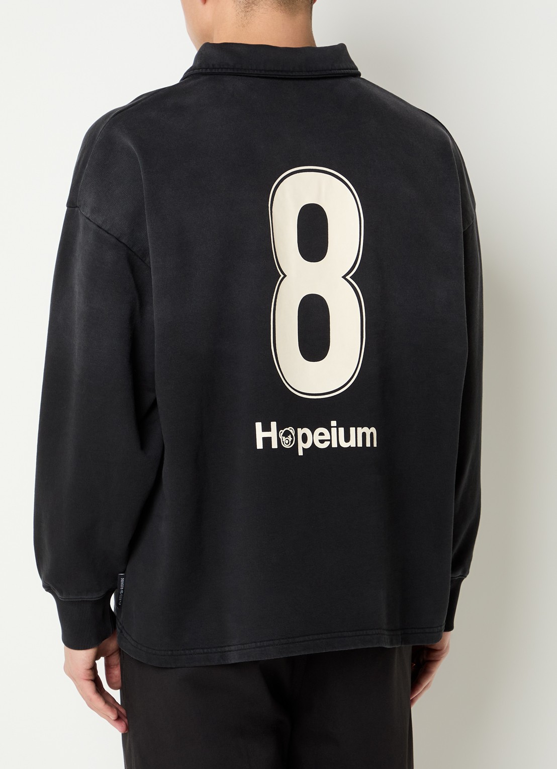 Hopeium Sweater met polokraag en print - achterkant 4 donkergrijs