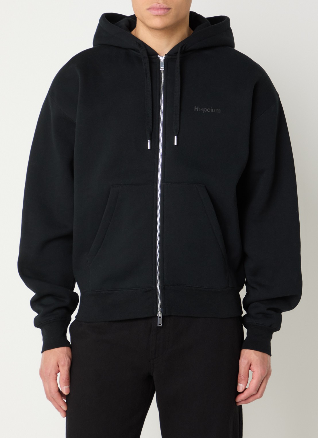 Hopeium Sweatvest met logo- en backprint - achterkant zwart