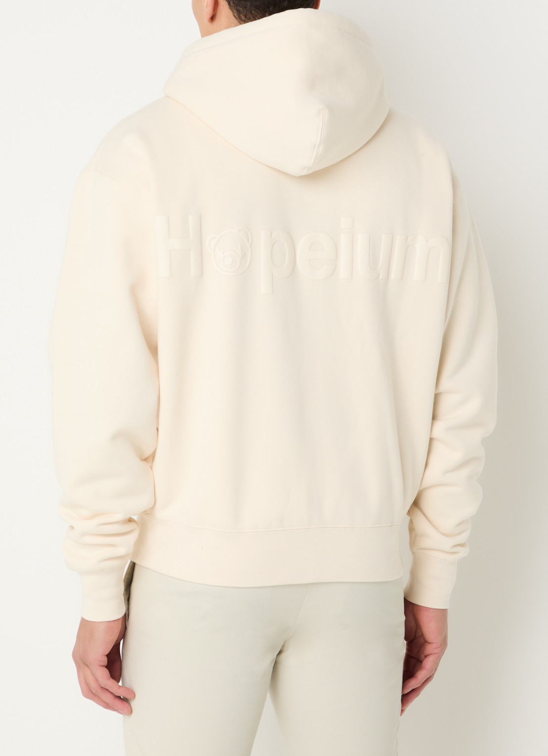 Hopeium Sweatvest met logo- en backprint - achterkant creme