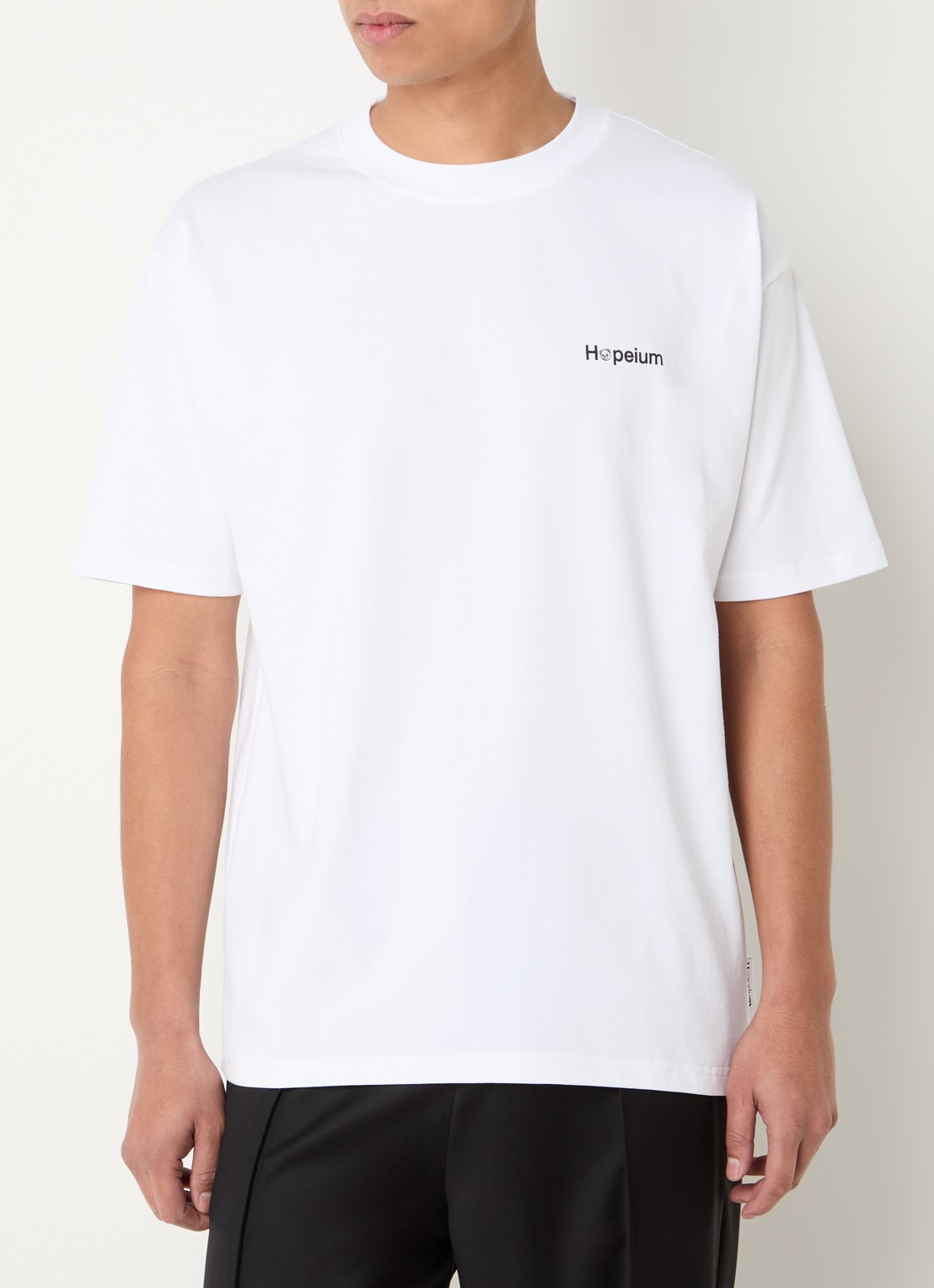 Hopeium T-shirt met logo- en backprint - achterkant wit
