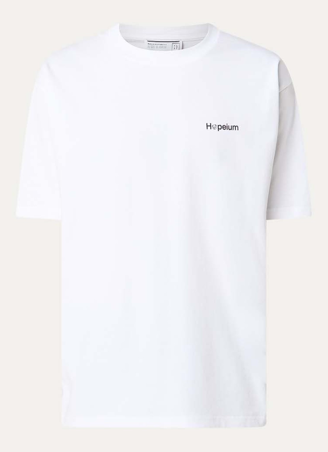 Hopeium T-shirt met logo- en backprint - voorkant 2 wit