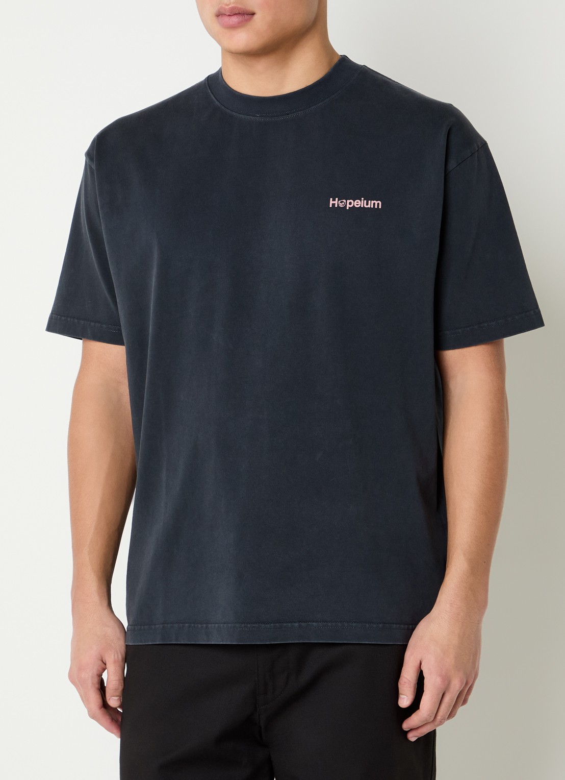 Hopeium T-shirt met logo- en backprint - achterkant 4 antraciet
