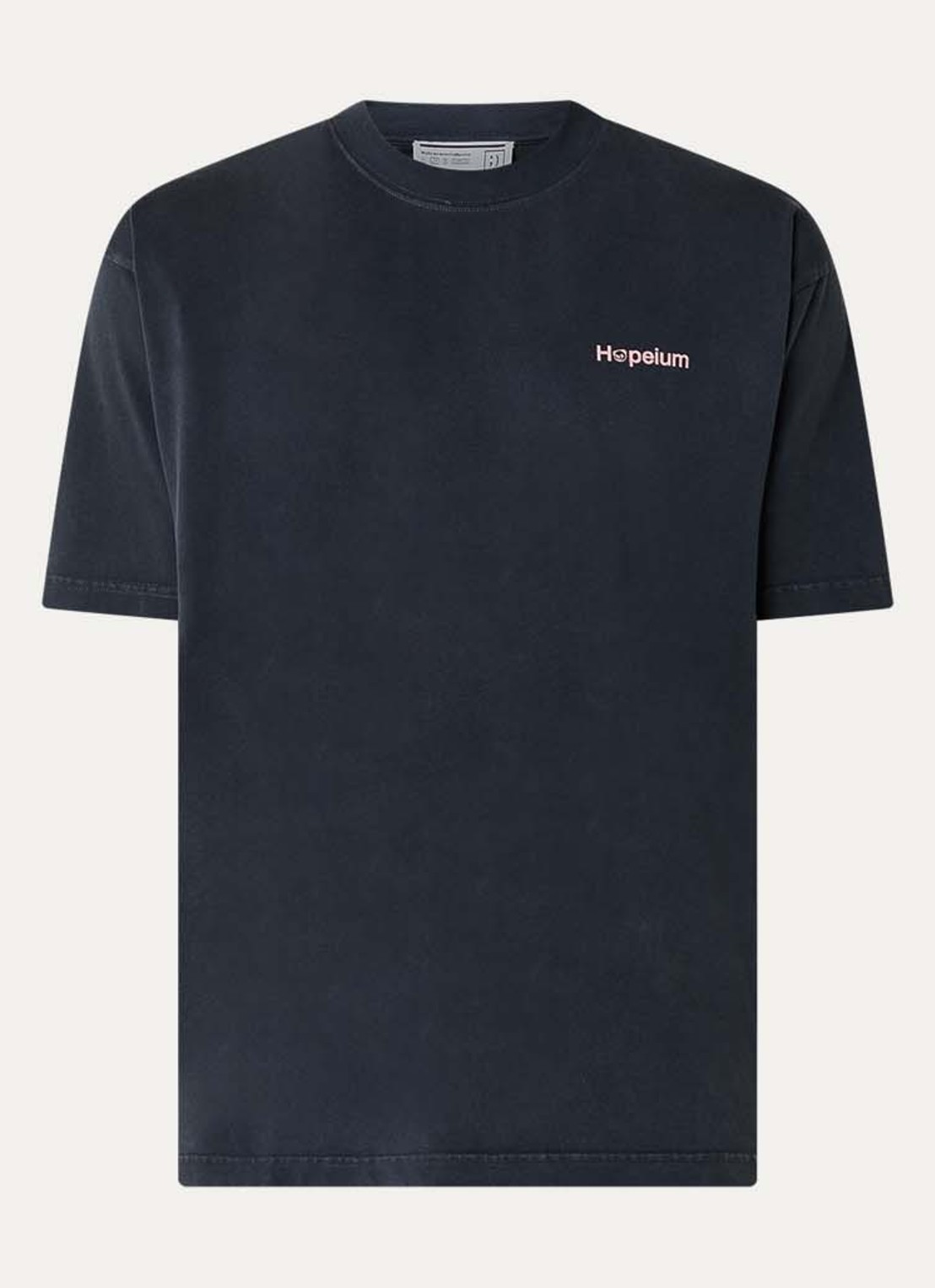 Hopeium T-shirt met logo- en backprint - voorkant antraciet