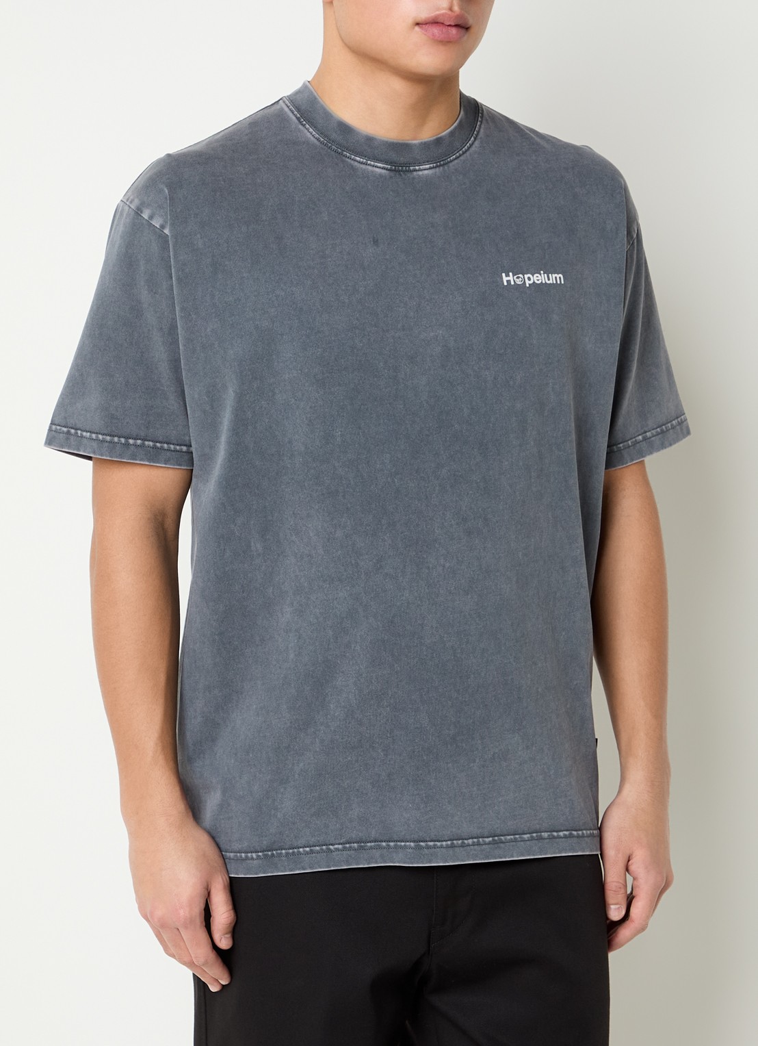 Hopeium T-shirt met logo- en backprint - achterkant donkergrijs