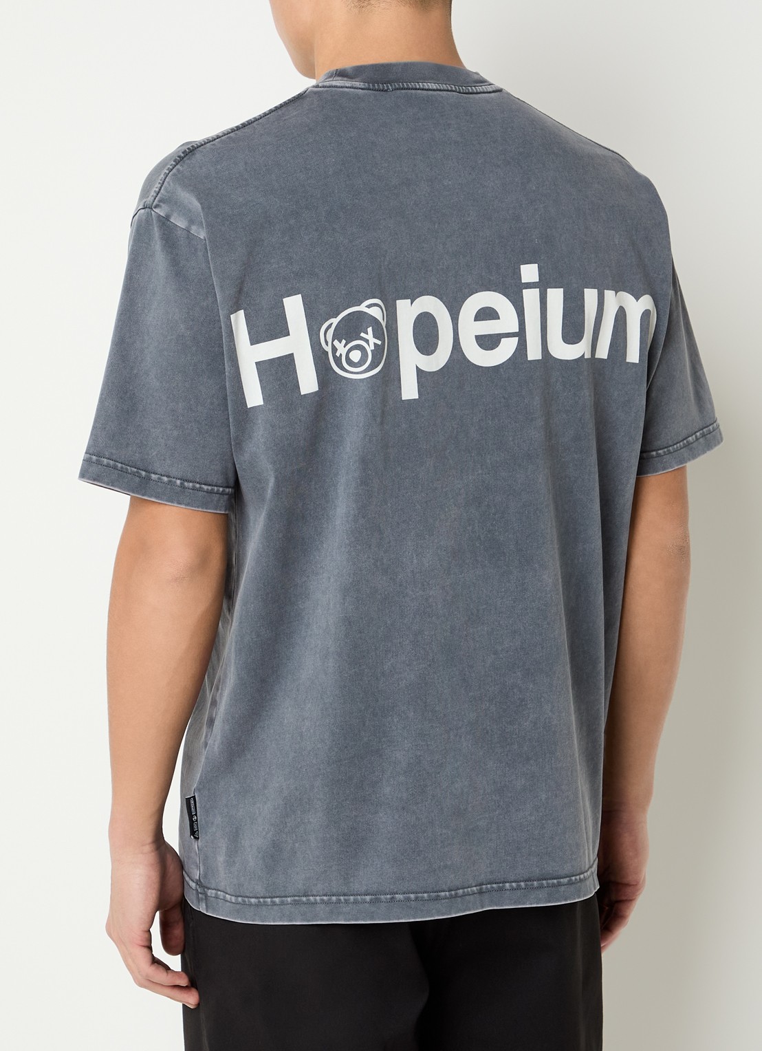 Hopeium T-shirt met logo- en backprint - detail 4 donkergrijs