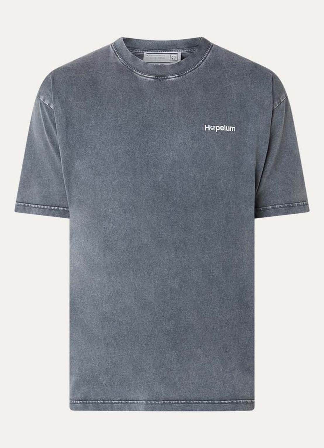 Hopeium T-shirt met logo- en backprint - voorkant 2 donkergrijs