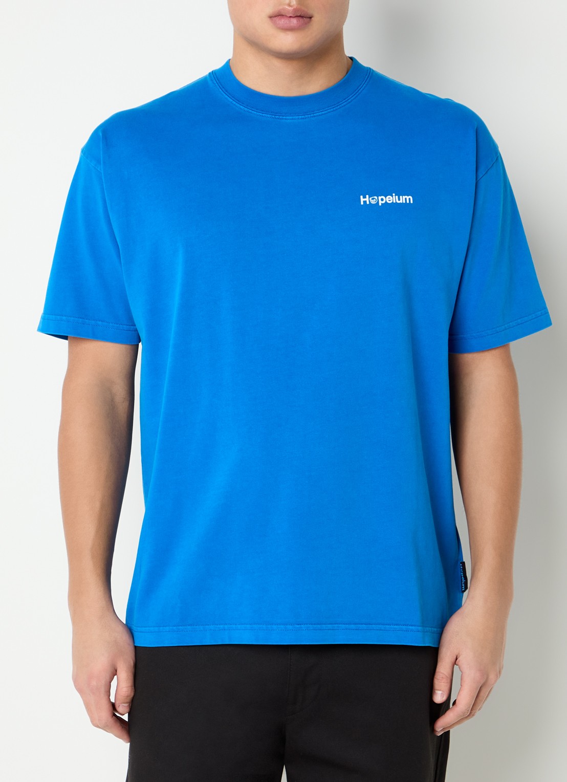 Hopeium T-shirt met logo- en backprint - achterkant 2 blauw