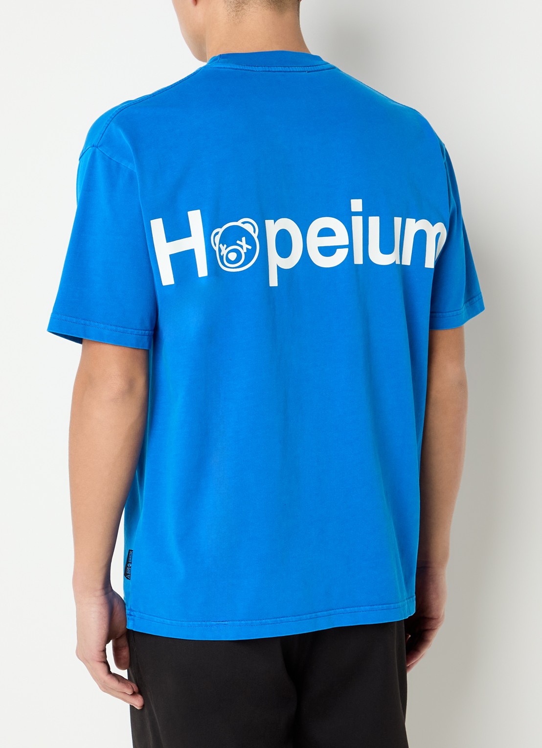 Hopeium T-shirt met logo- en backprint - detail blauw