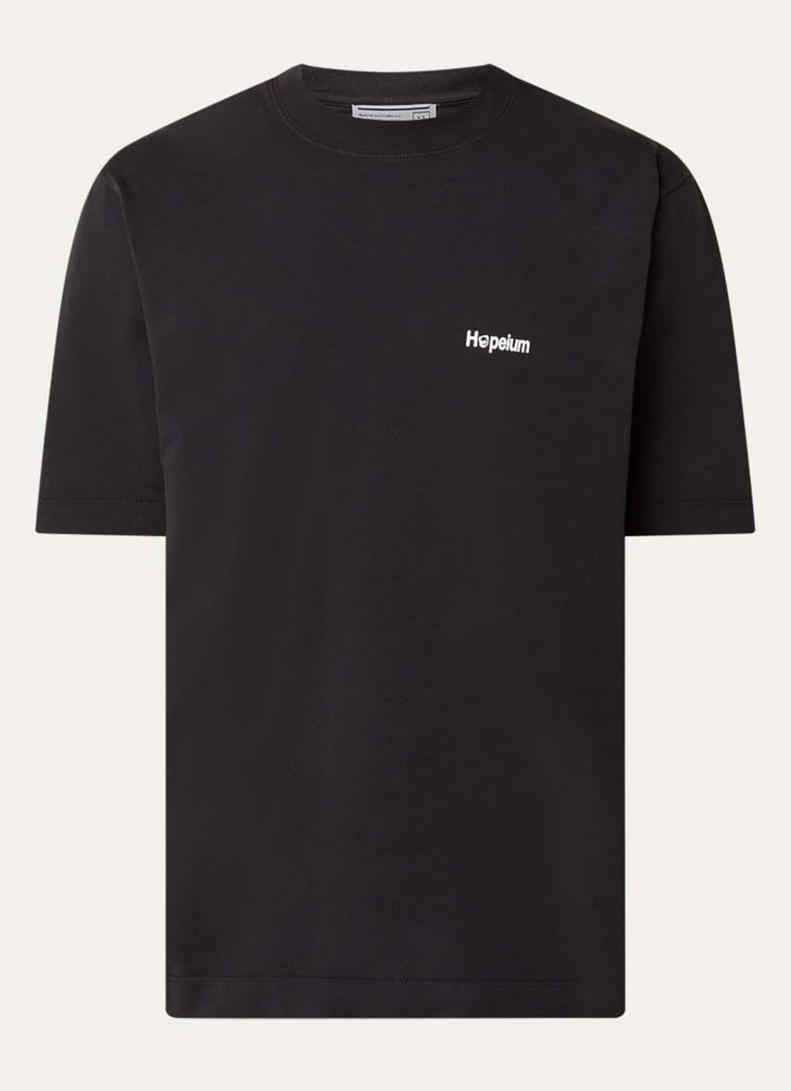 Hopeium T-shirt met logo- en backprint - voorkant 2 zwart