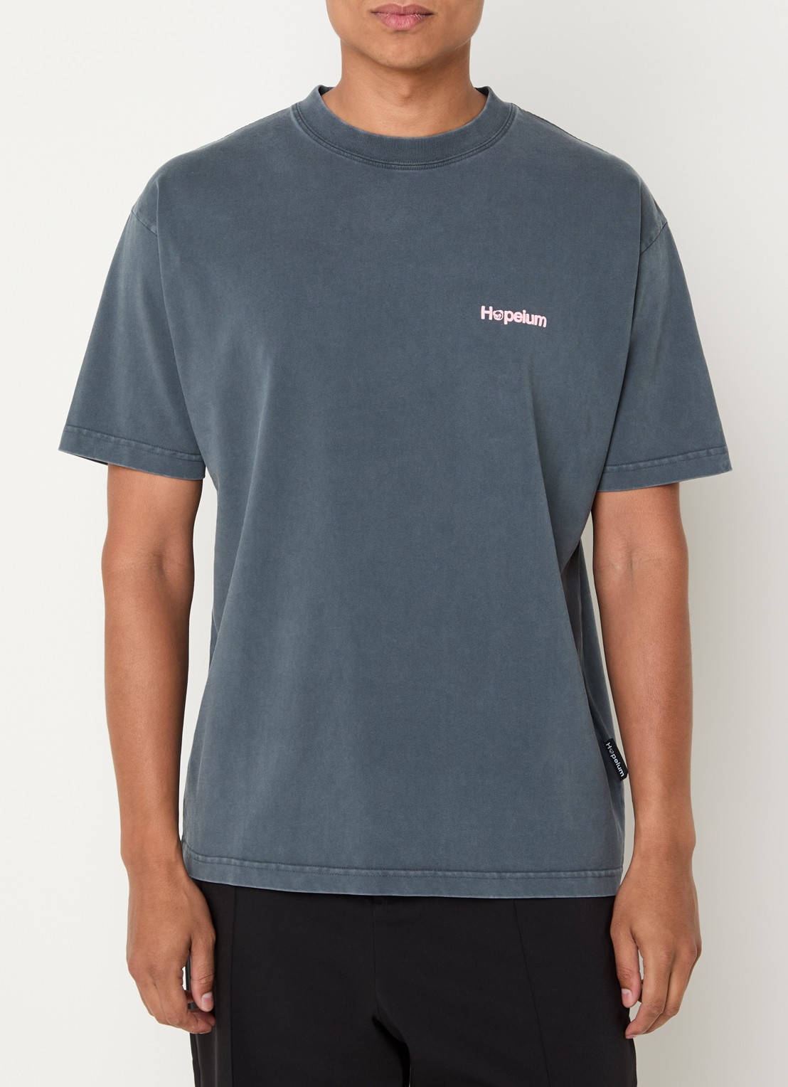 Hopeium T-shirt met logo- en backprint - achterkant donkergrijs