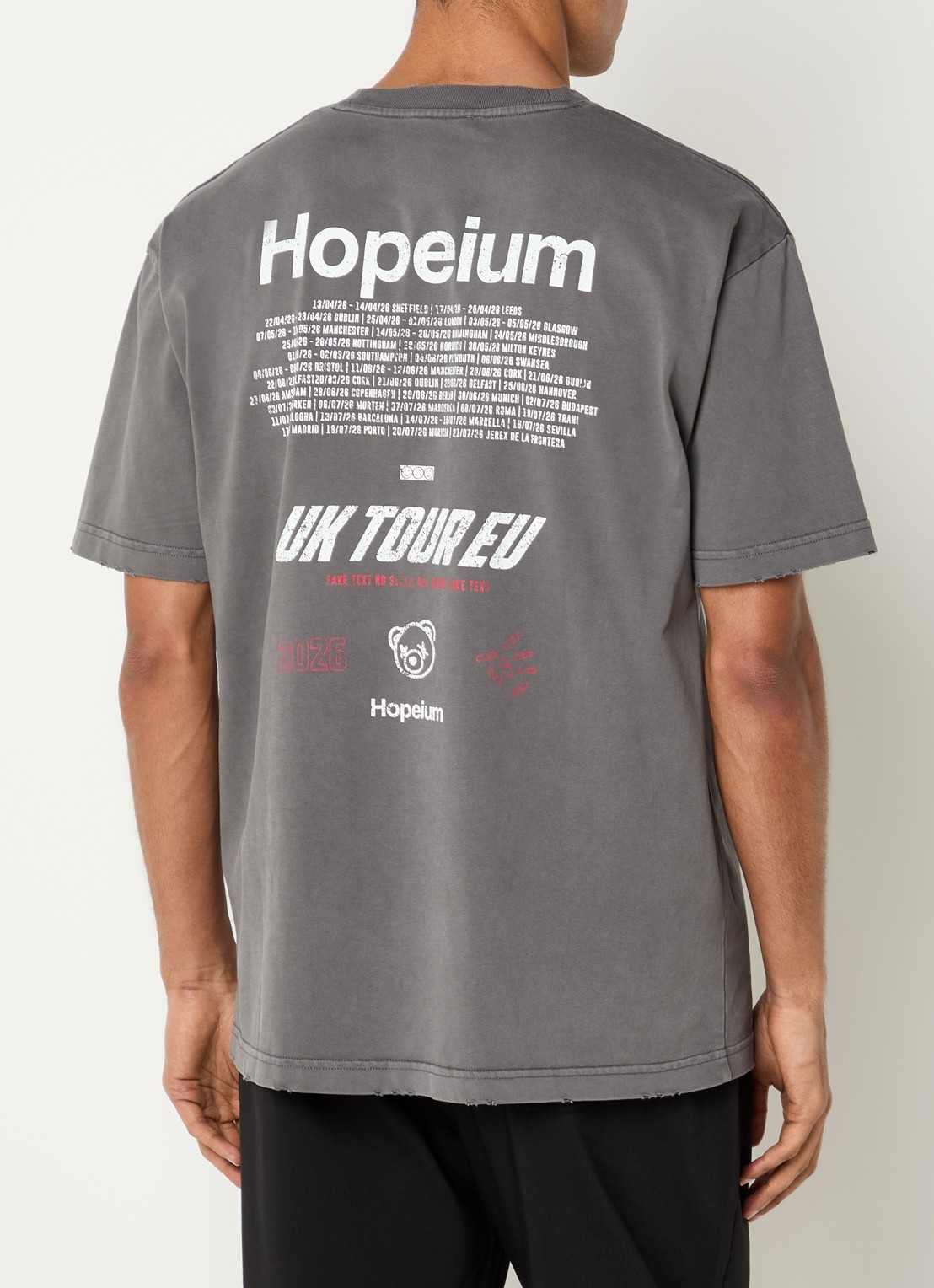 Hopeium T-shirt met logo- en backprint - detail 2 grijs