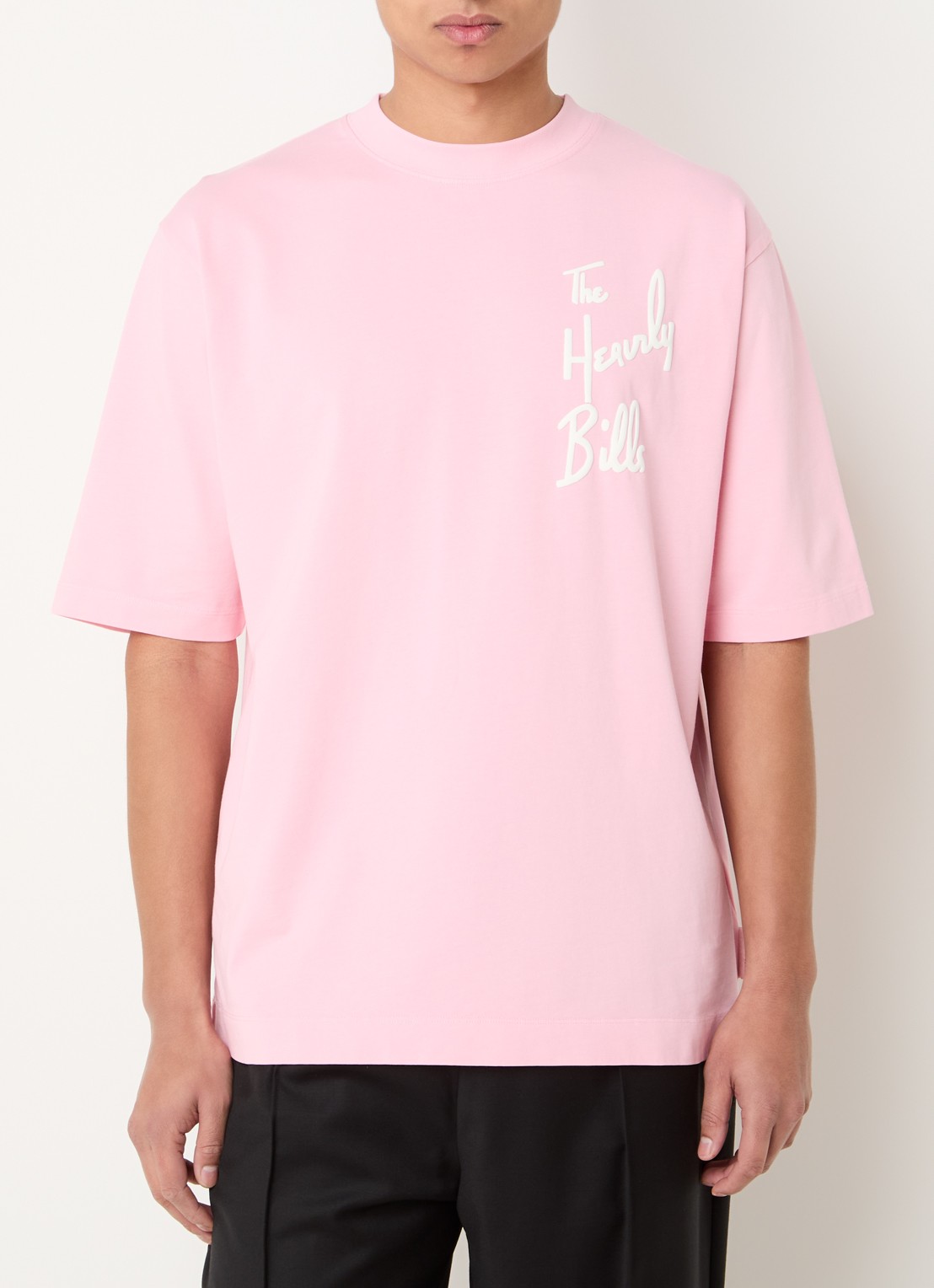 Hopeium T-shirt met logoprint - detail zalmroze