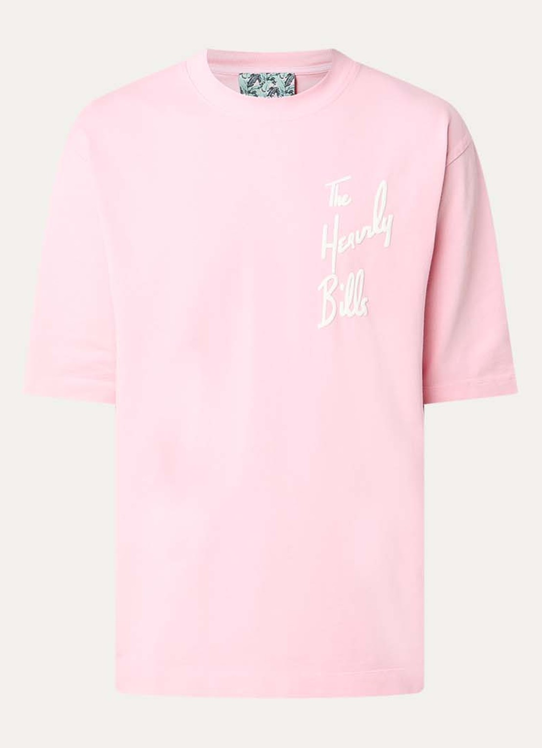 Hopeium T-shirt met logoprint - voorkant 2 zalmroze