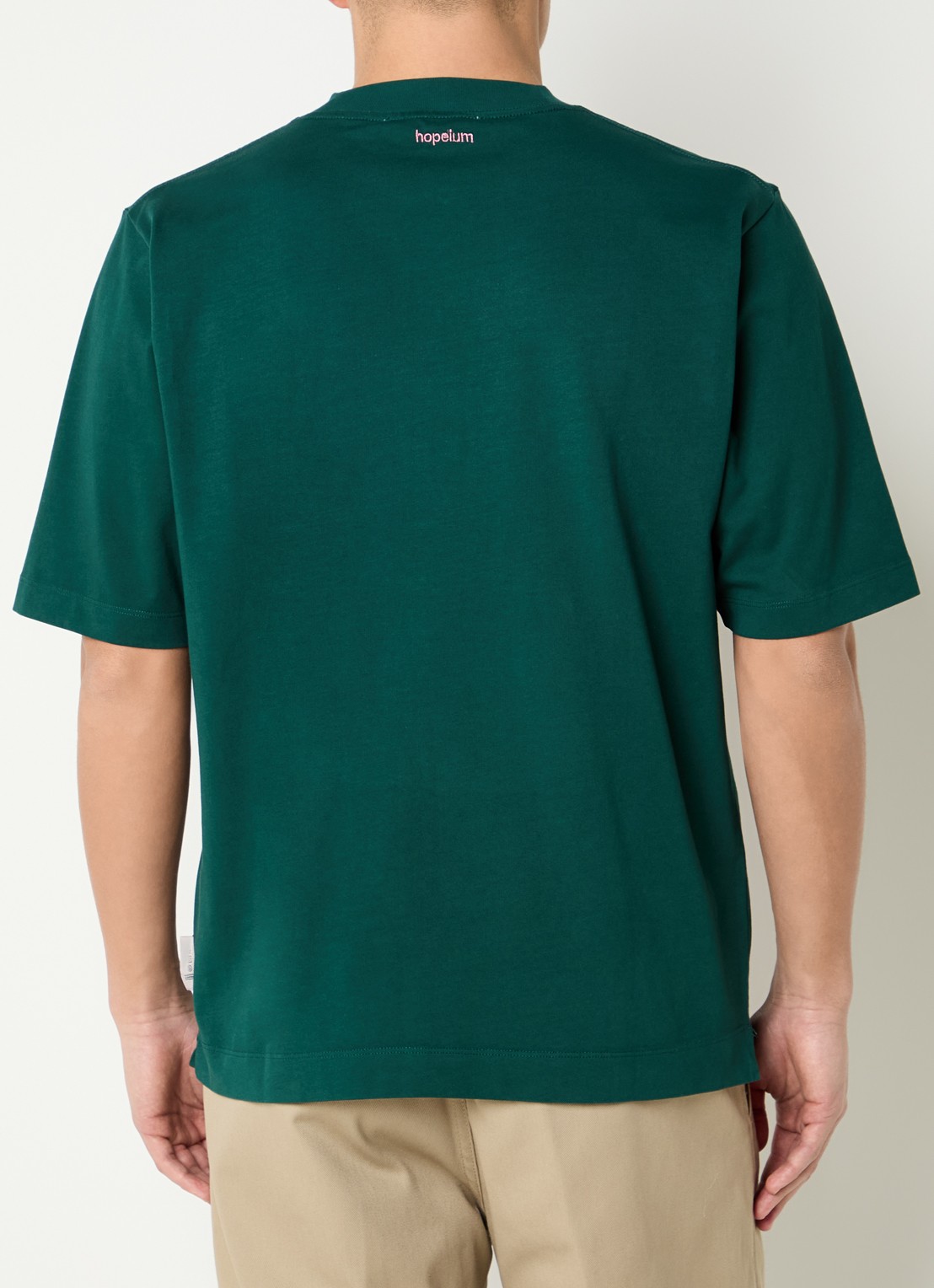 Hopeium T-shirt met logoprint - achterkant donkergroen