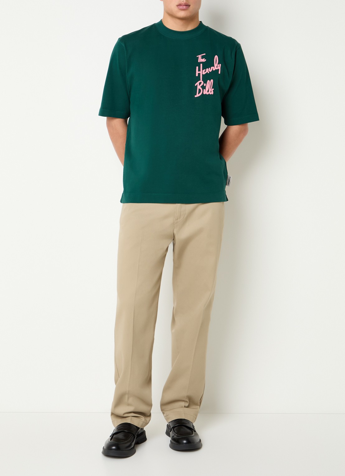 Hopeium T-shirt met logoprint - voorkant 3 donkergroen