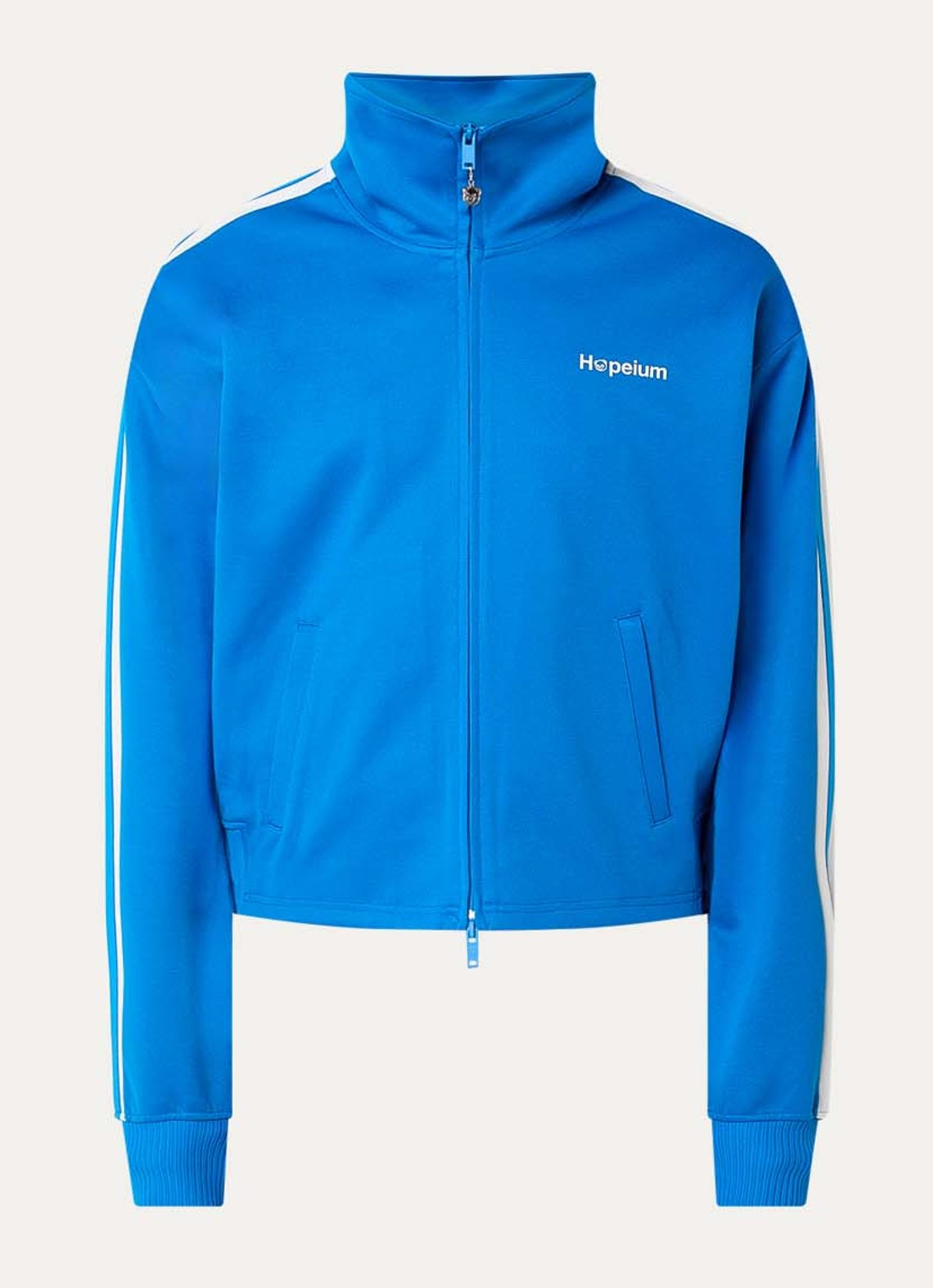 Hopeium Trackvest met ritszakken en logo - voorkant 2 blauw