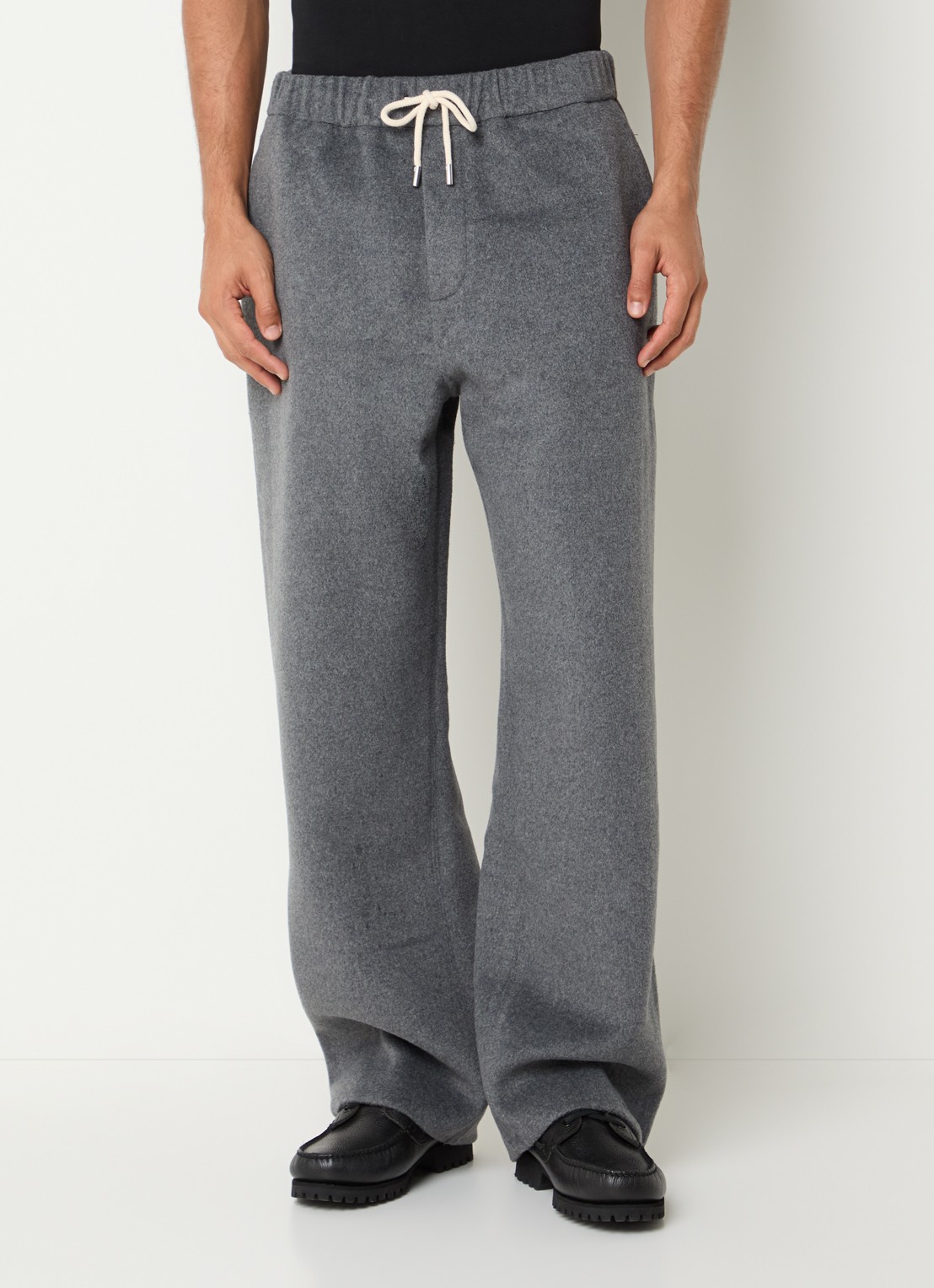 Hopeium Wide fit broek van wol met steekzakken - detail 4 grijsmele