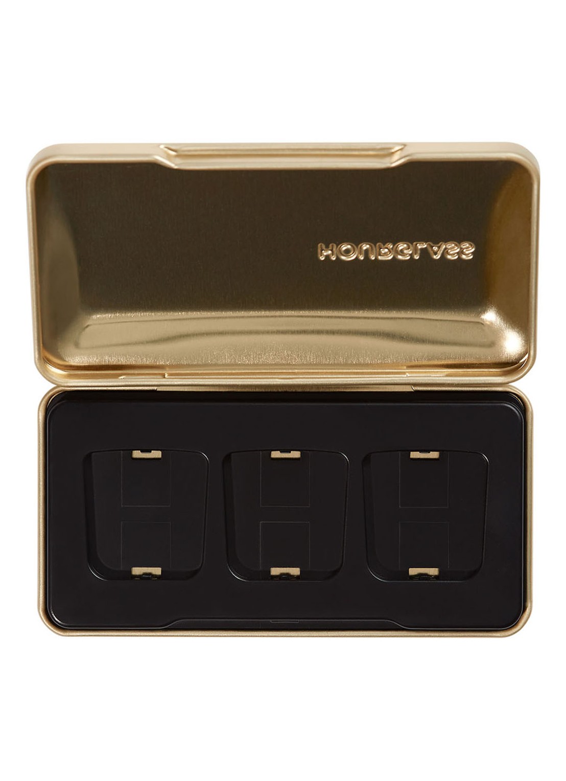 Hourglass Curator 3-Pan Palette - leeg oogschaduw palette - voorkant zwart/goud