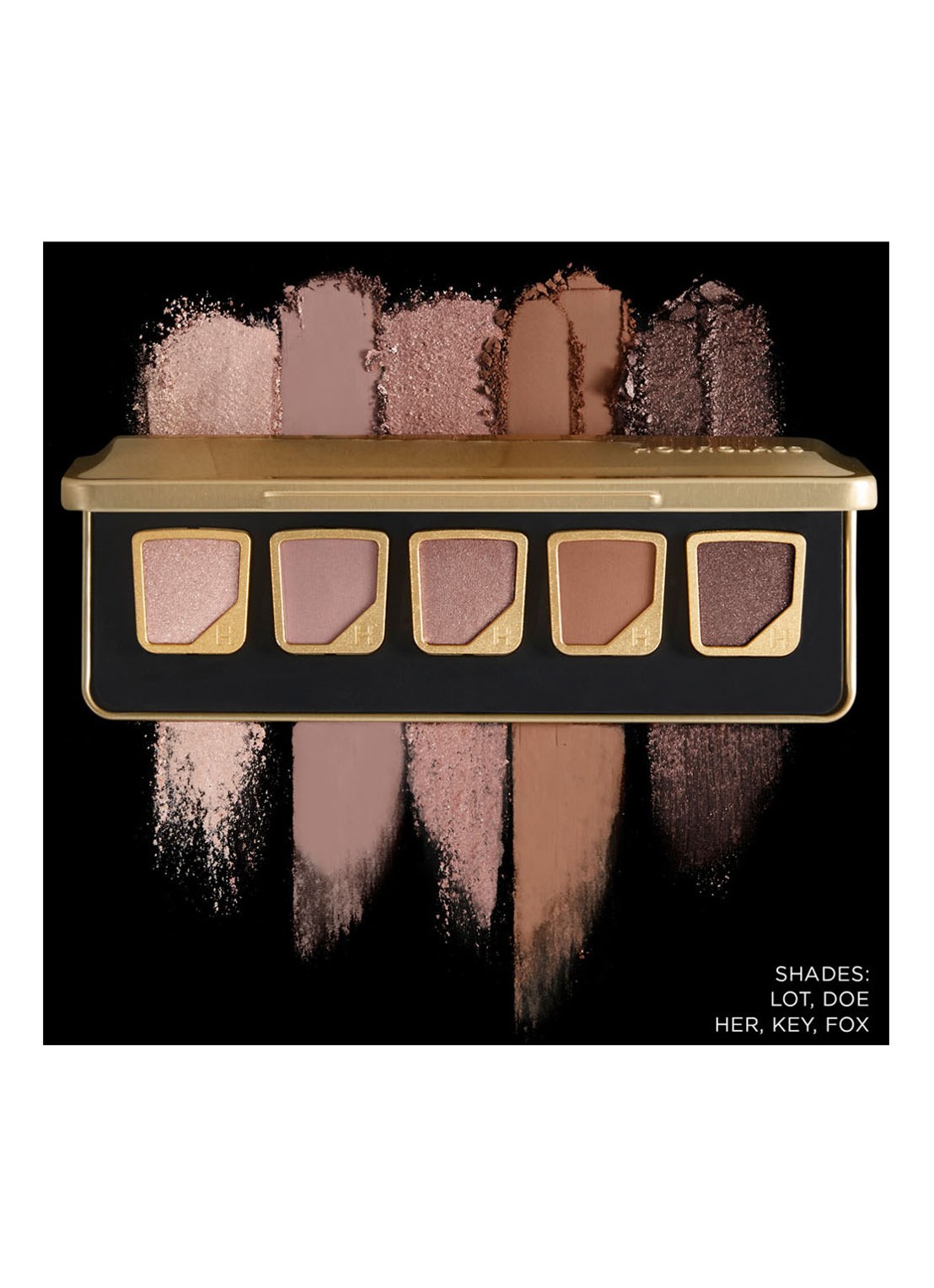 Hourglass Curator 5-Pan Palette - leeg oogschaduw palette - detail 4 zwart/goud