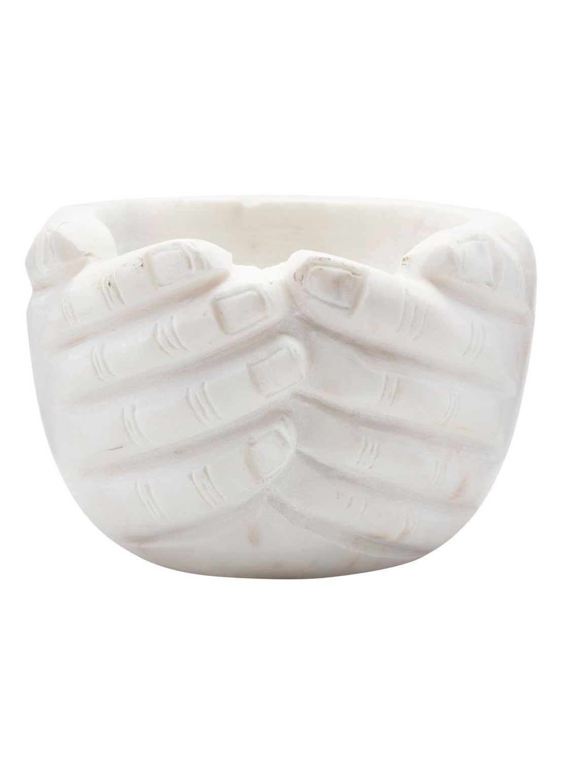 House Doctor Hands schaal van marmer 15 cm - voorkant wit