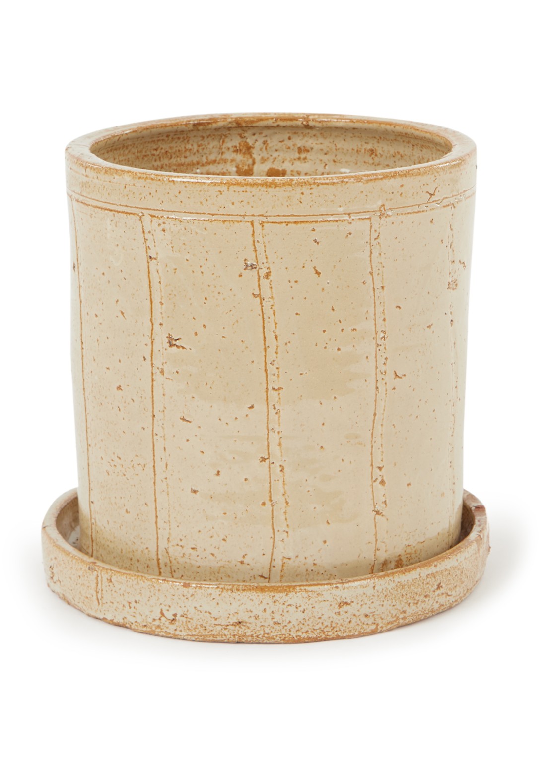 House Doctor Julian bloempot van keramiek voor binnen Ø 22 cm - voorkant 2 beige