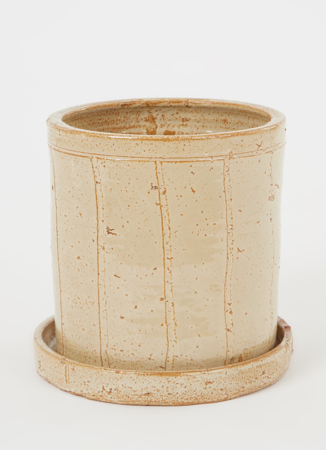 House Doctor Julian bloempot van keramiek voor binnen Ø 22 cm - voorkant 3 beige