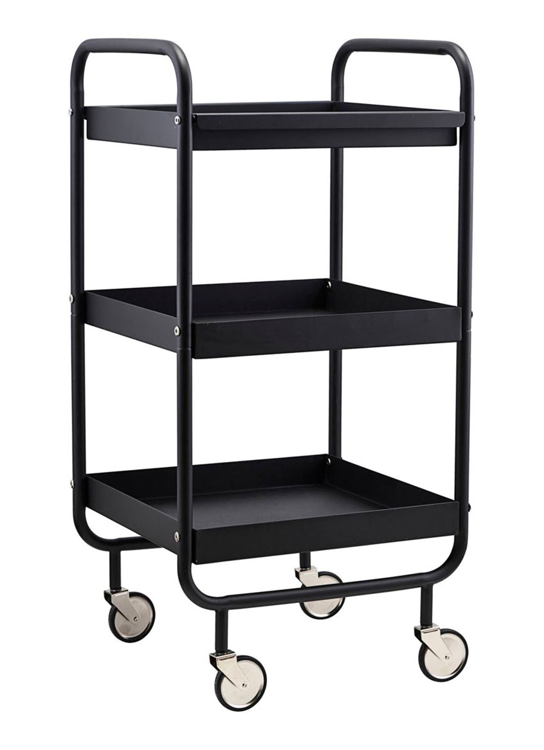 House Doctor Roll keukentrolley 42 x 38 x 85 cm - voorkant zwart