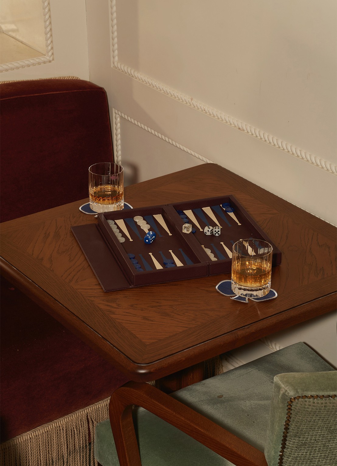 House of Nobilique Backgammon koffer van leer  - voorkant 4 bruin