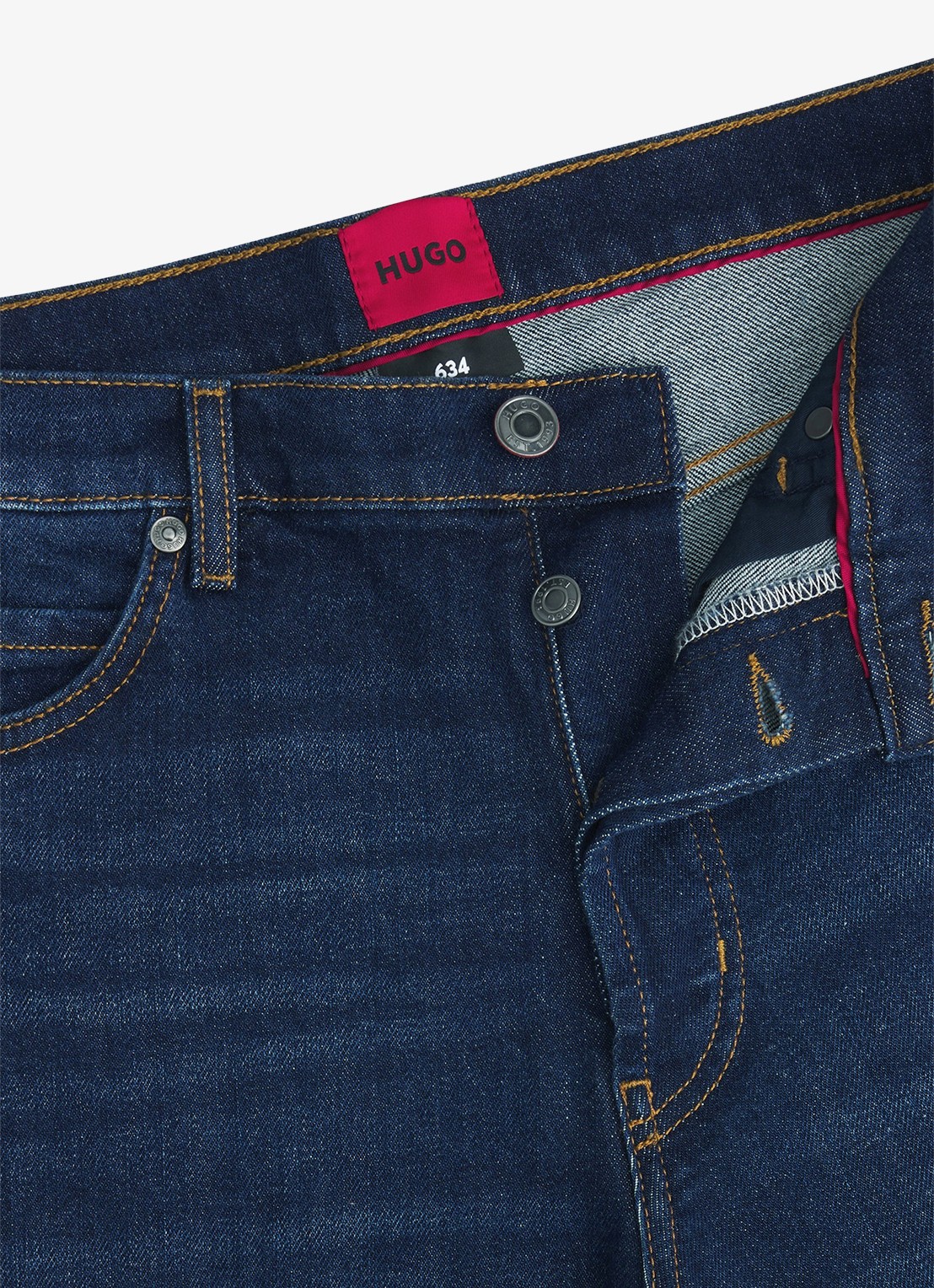 HUGO 634 slim fit jeans met donkere wassing - detail 7 indigo