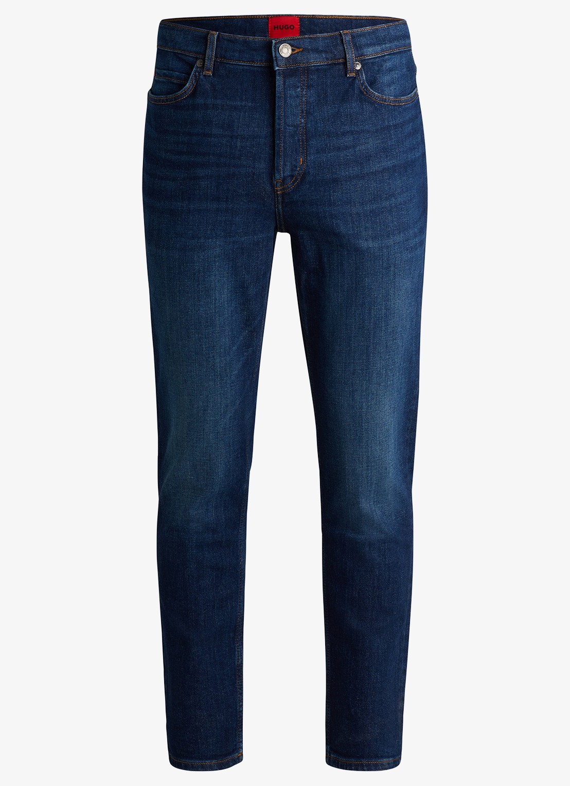 HUGO 634 slim fit jeans met donkere wassing - voorkant indigo