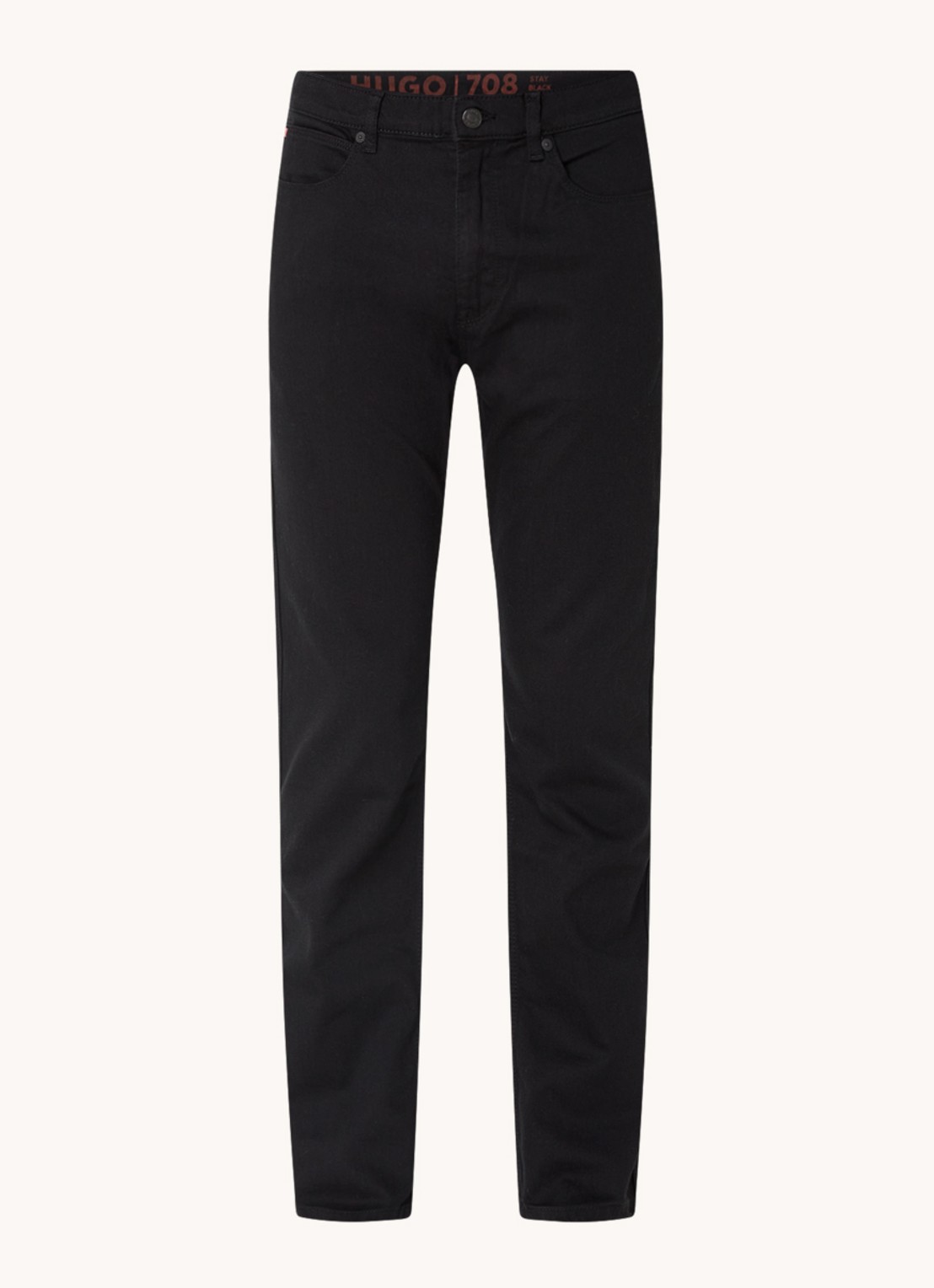 HUGO 708 Slim fit jeans met stretch  - voorkant zwart