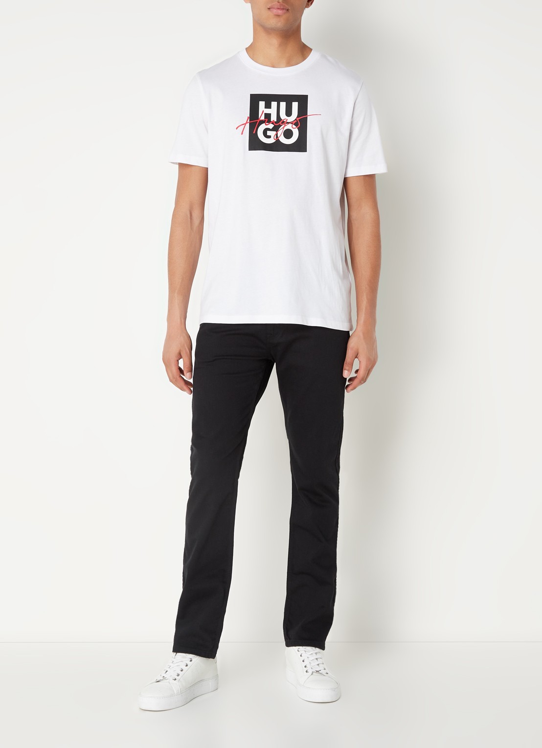 HUGO 708 Slim fit jeans met stretch  - voorkant 2 zwart