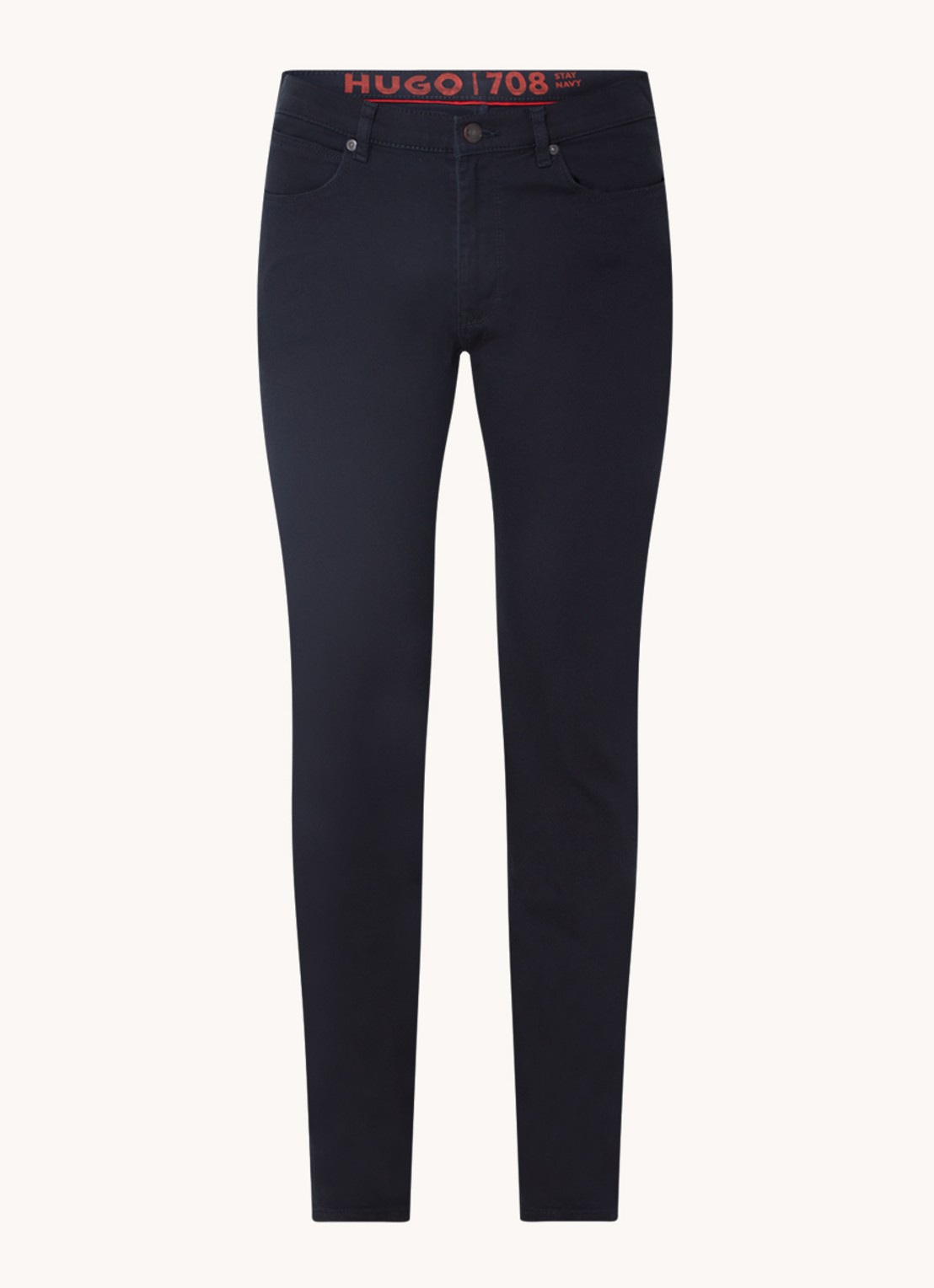 HUGO 708 Slim fit jeans met stretch  - voorkant donkerblauw
