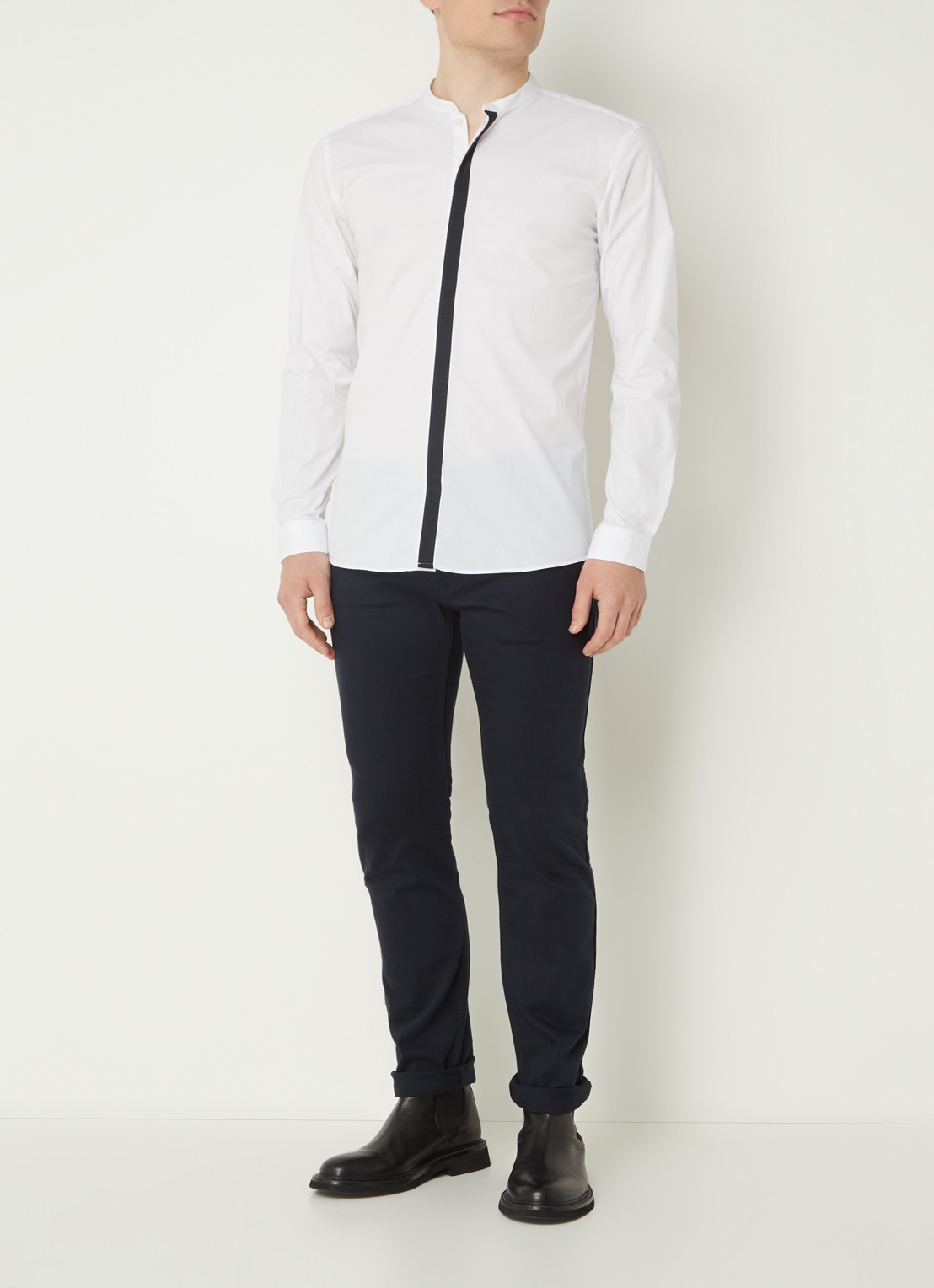 HUGO 708 Slim fit jeans met stretch  - voorkant 2 donkerblauw