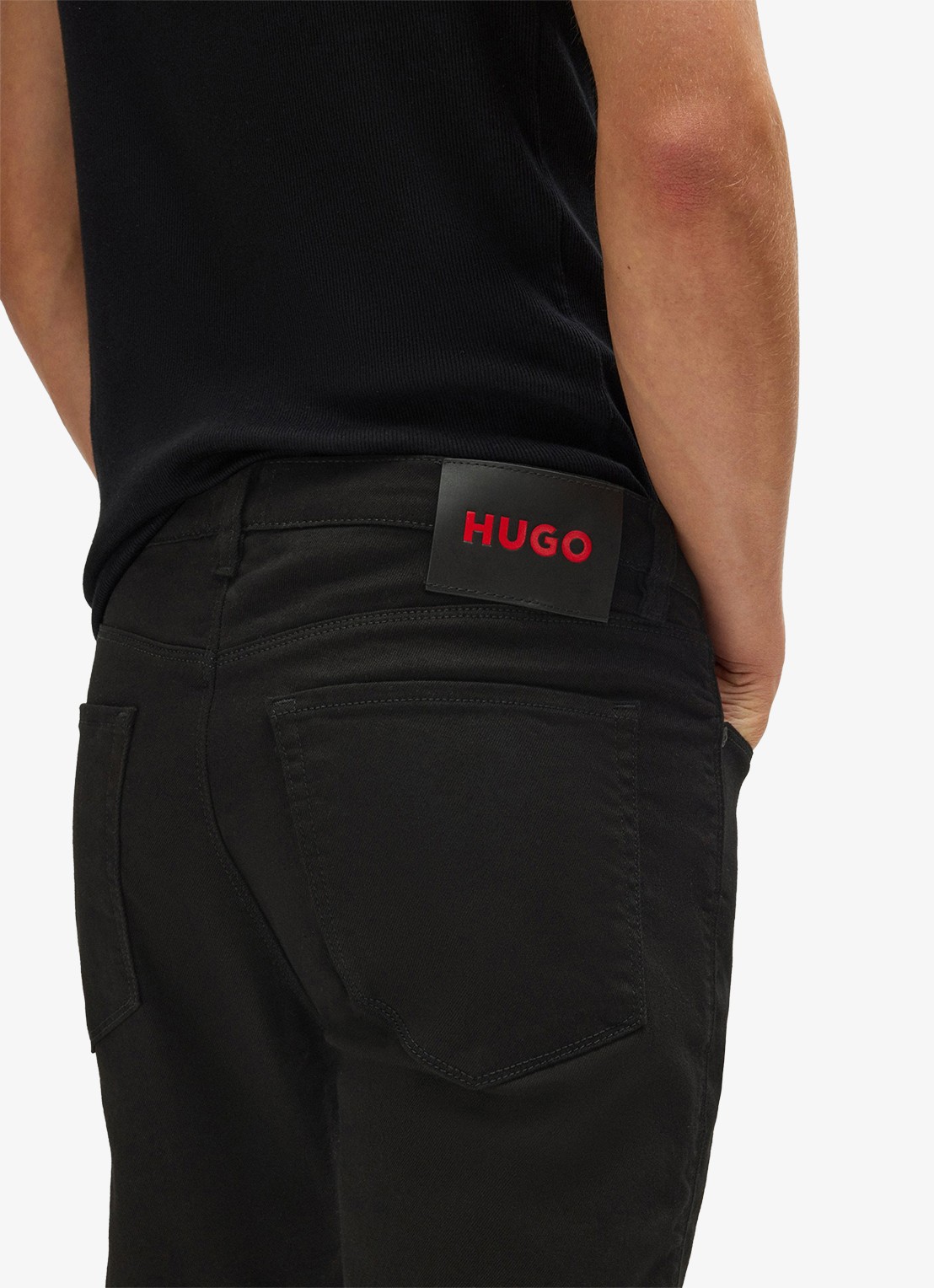 HUGO 734 extra slim fit jeans met gekleurde wassing - achterkant zwart