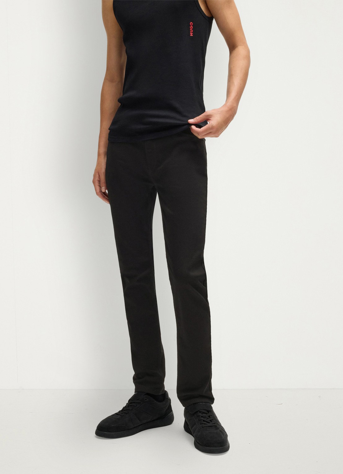 HUGO 734 extra slim fit jeans met gekleurde wassing - detail 2 zwart