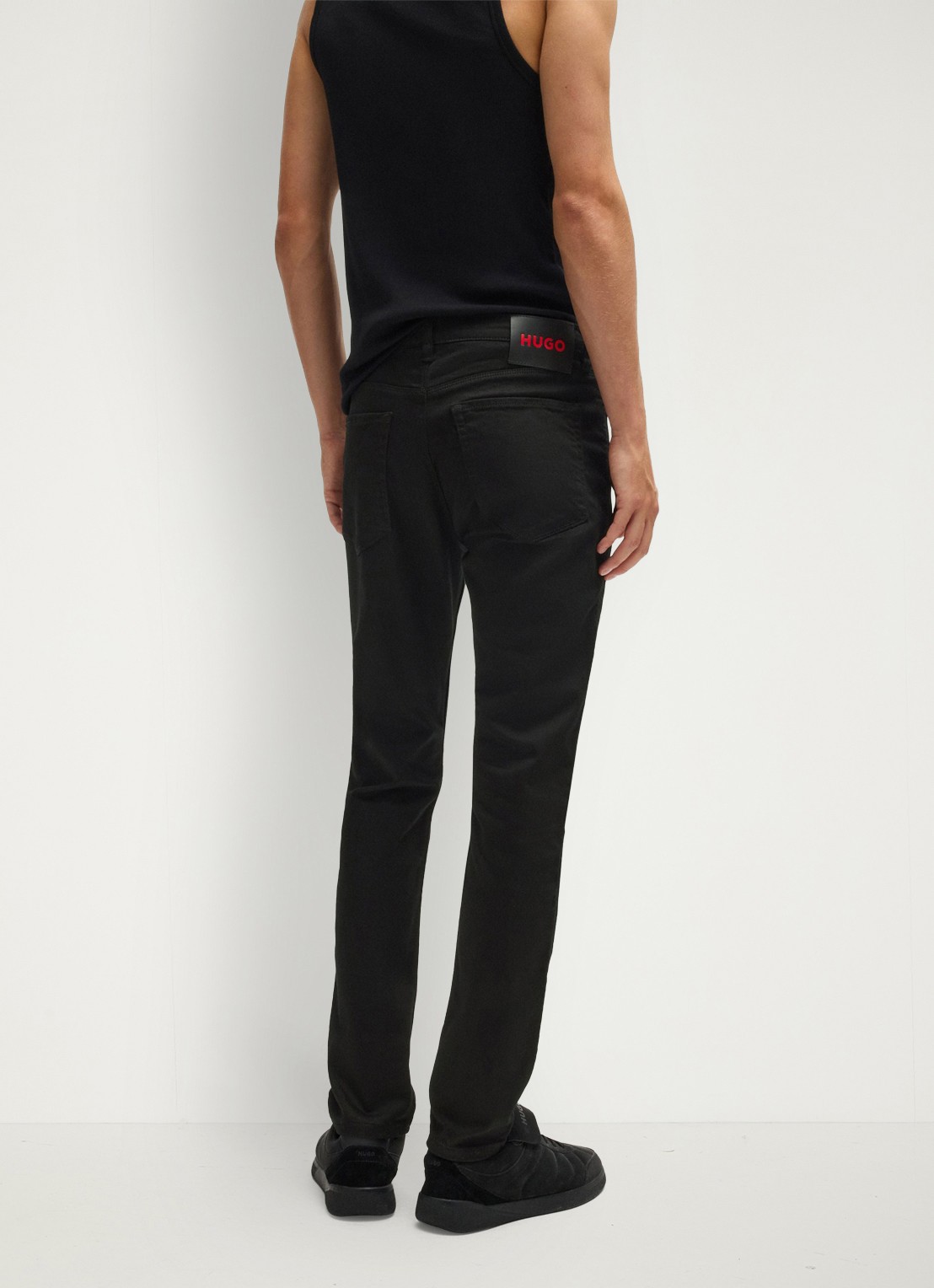HUGO 734 extra slim fit jeans met gekleurde wassing - detail 3 zwart