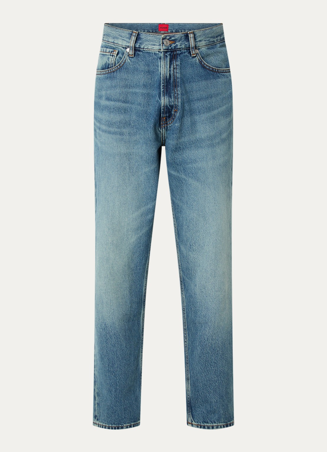 HUGO 838 straight leg jeans met medium wassing - voorkant indigo