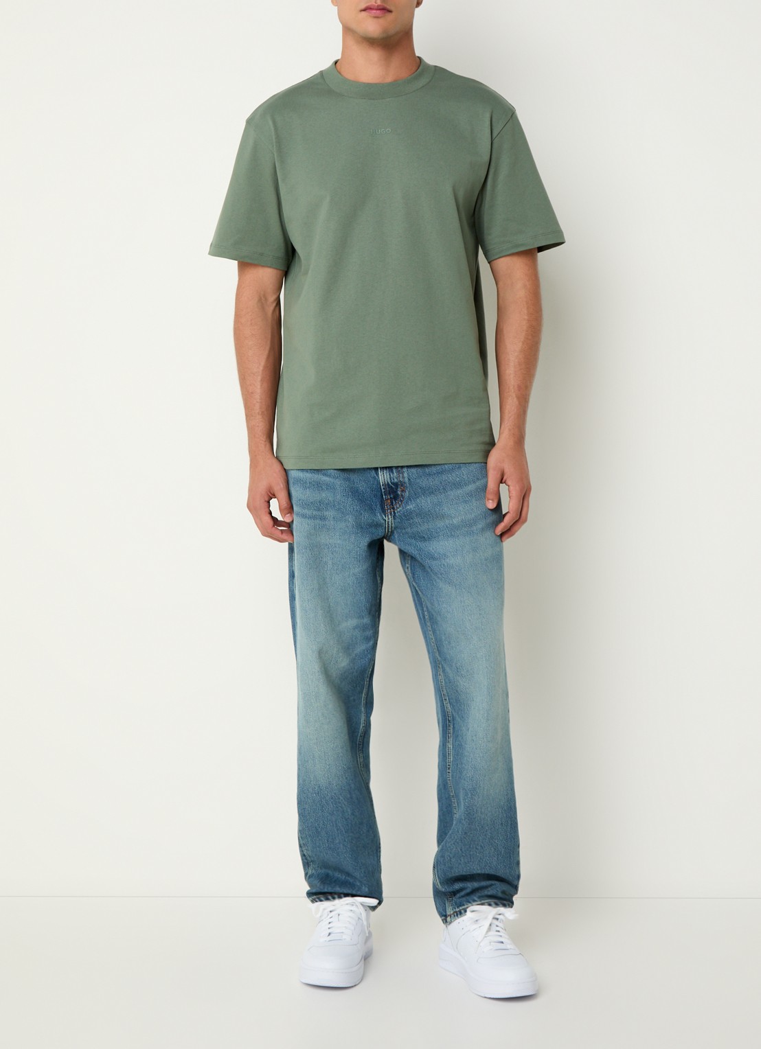HUGO 838 straight leg jeans met medium wassing - voorkant 2 indigo