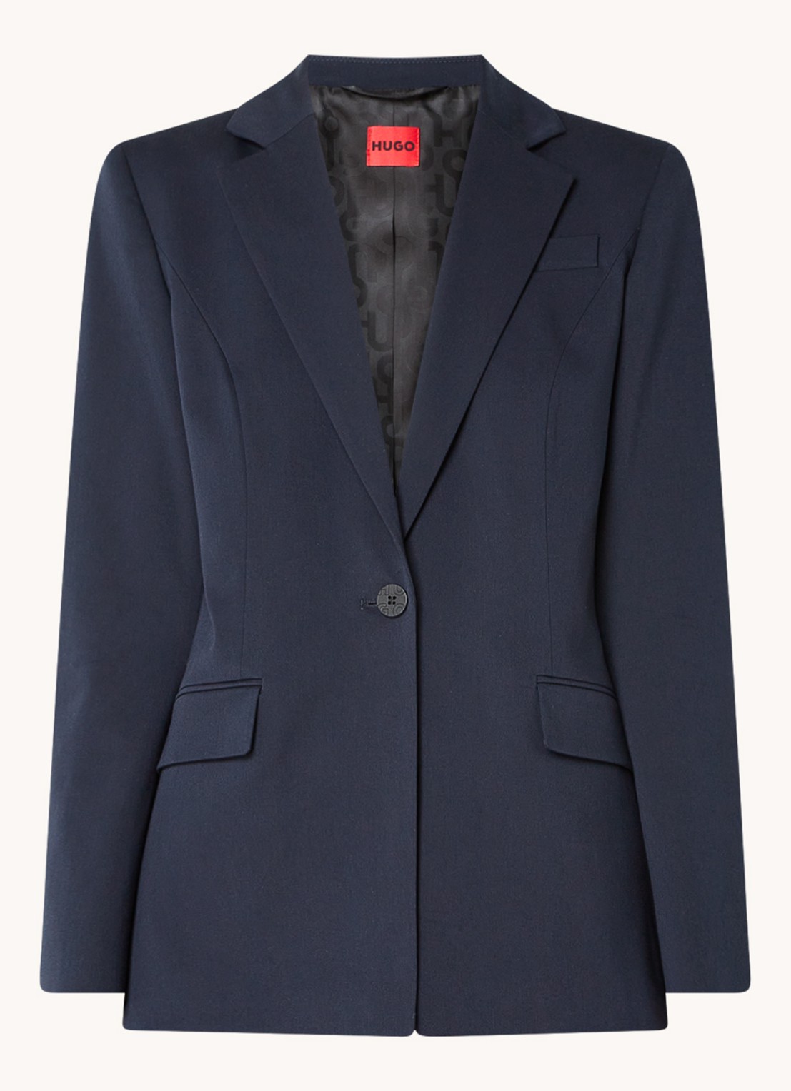 HUGO Amegan blazer met klepzakken - voorkant 3 donkerblauw