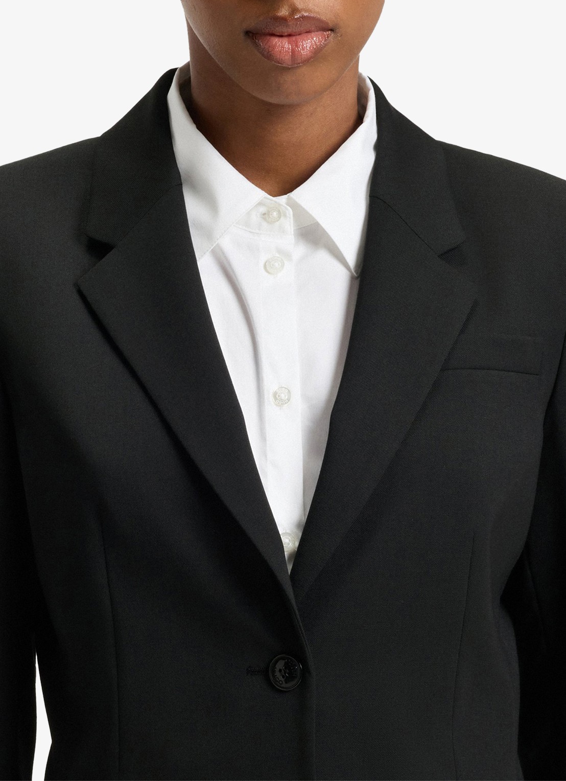 HUGO Aredana blazer in wolblend met schoudervulling - detail 5 zwart